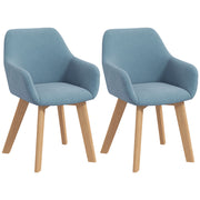 Conjunto de 2 Cadeiras de Sala de Jantar Estofadas em Veludo Azul Claro 54x57x80 cm