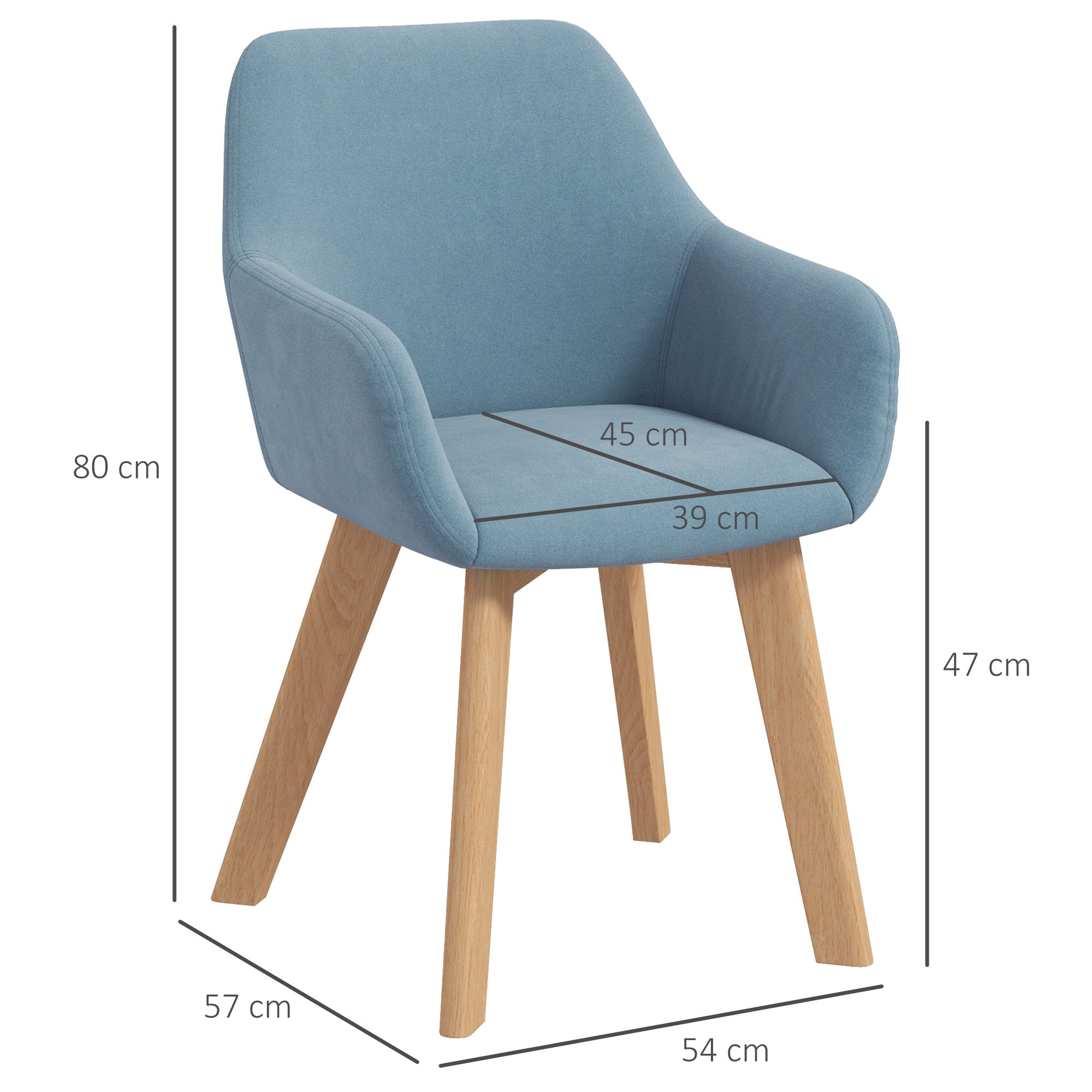 Conjunto de 2 Cadeiras de Sala de Jantar Estofadas em Veludo Azul Claro 54x57x80 cm