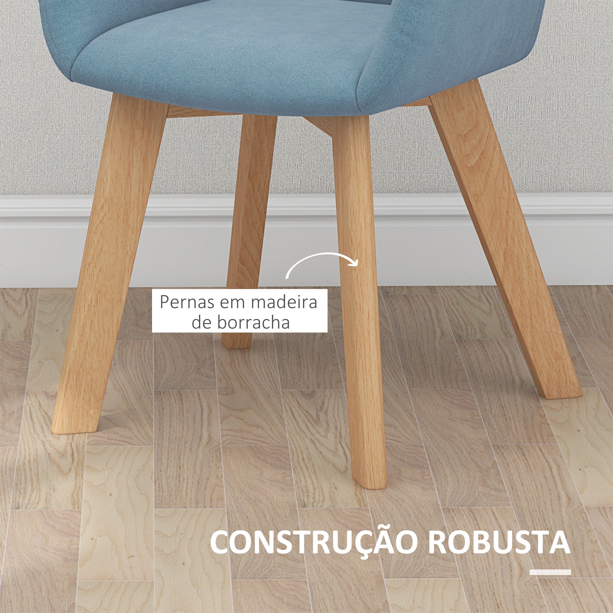 Conjunto de 2 Cadeiras de Sala de Jantar Estofadas em Veludo Azul Claro 54x57x80 cm