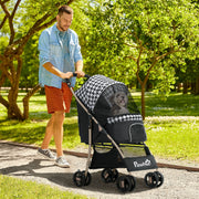 Carrinho para Cães Pequenos – 80x44,5x97 cm – Cor Preto – Tecido Oxford, Aço, Plástico, EVA
