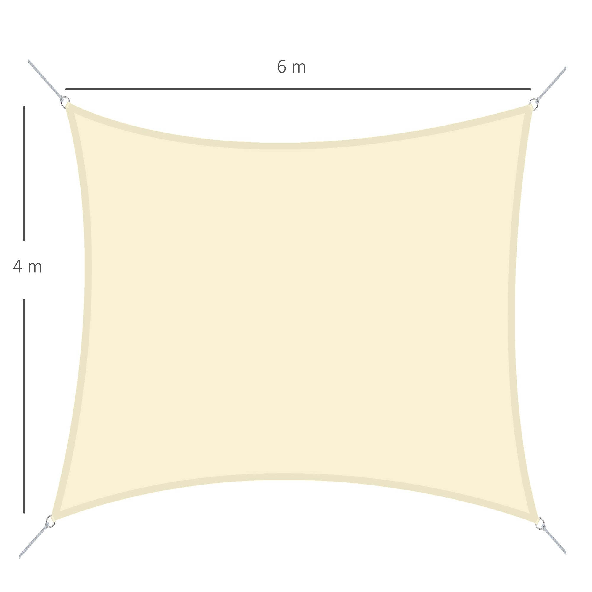 Vela de Sombra Retangular 400x600 cm Cor Creme Branco