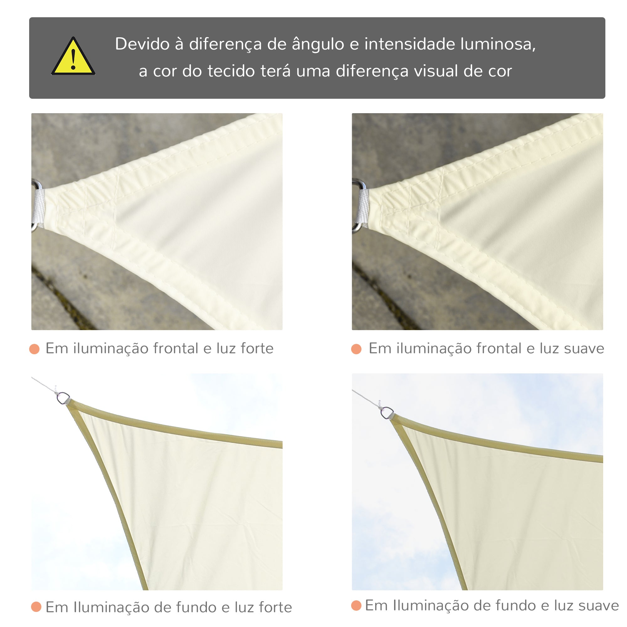 Vela de Sombra Retangular 400x600 cm Cor Creme Branco