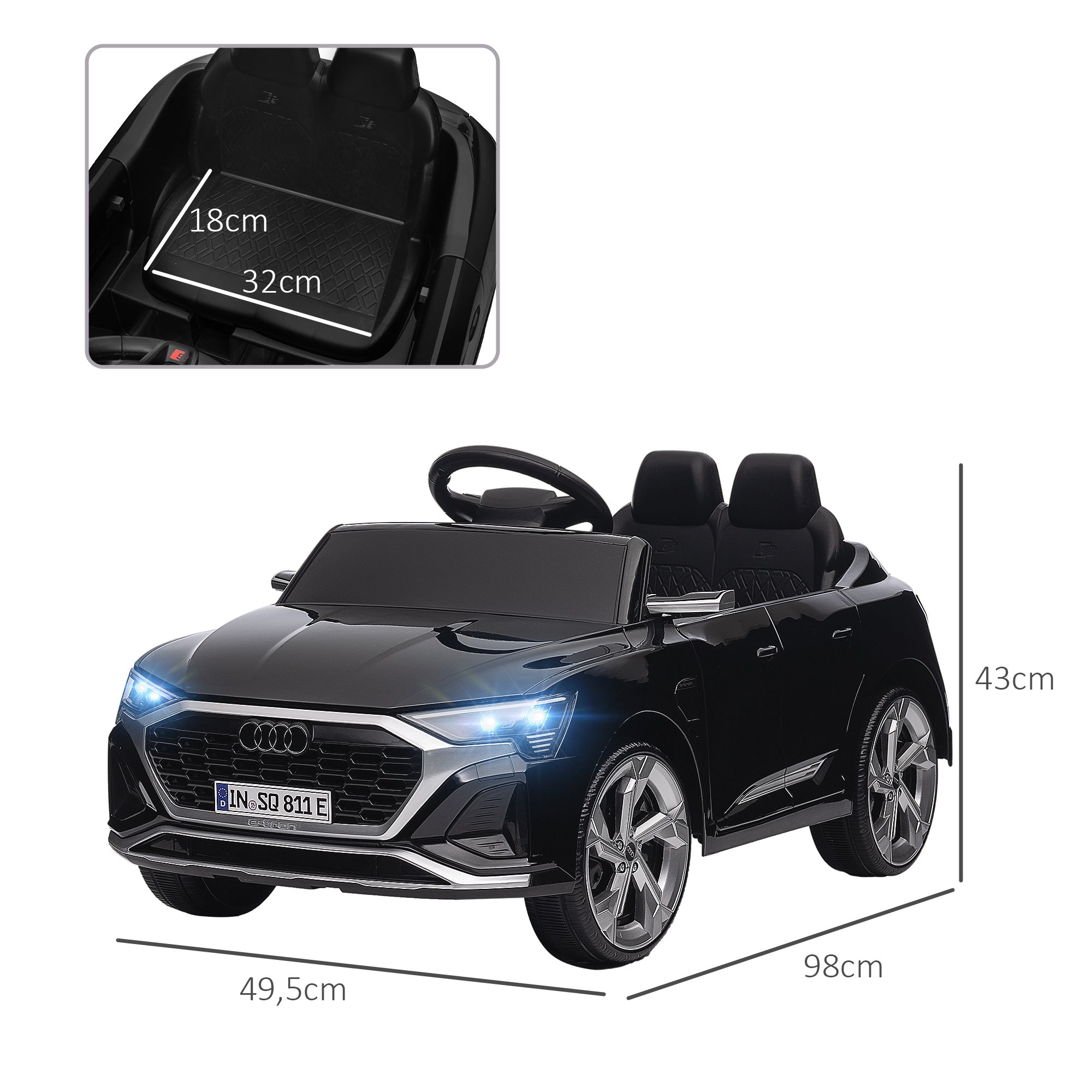 Carro Elétrico para Crianças 98x49,5x43 cm Preto