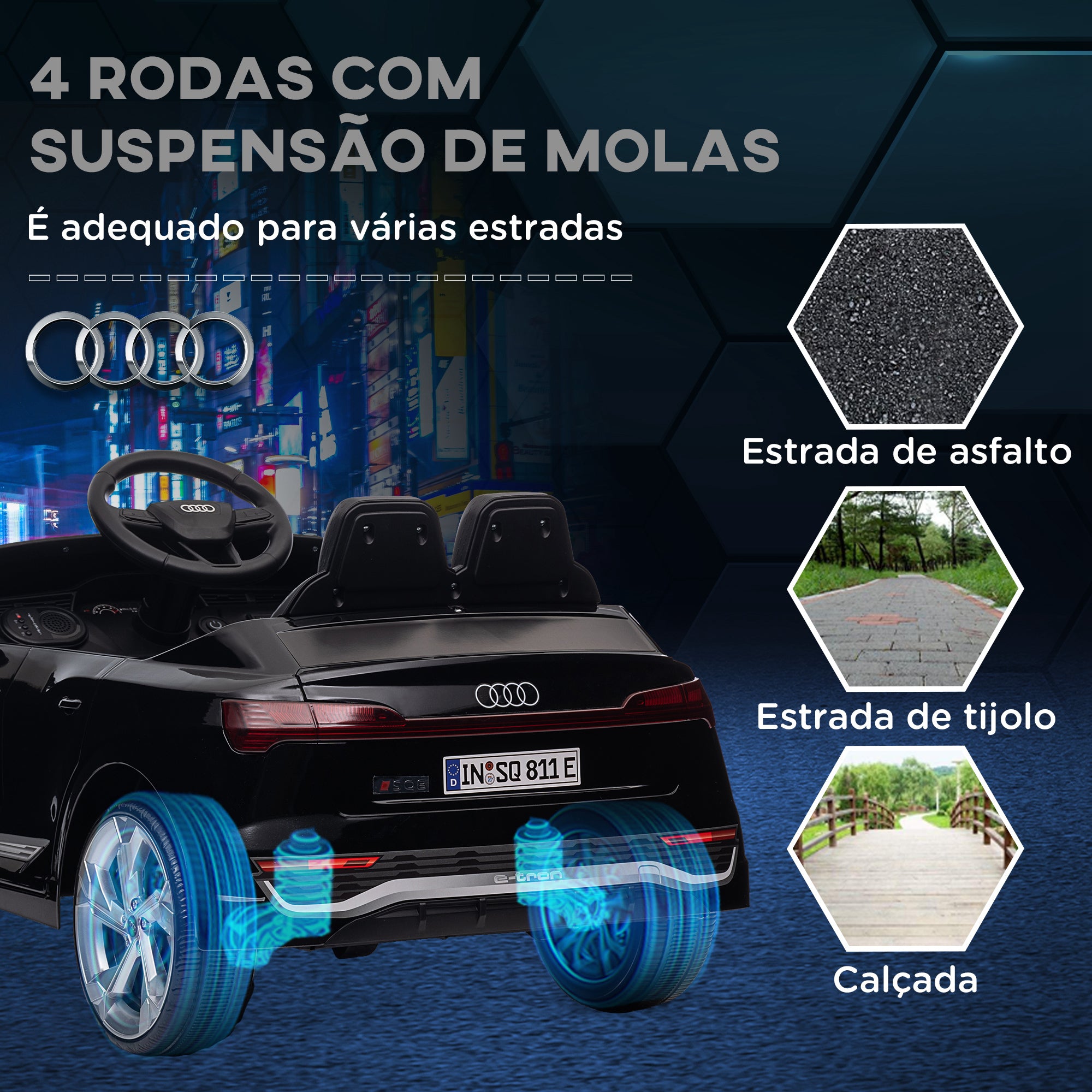 Carro Elétrico para Crianças 98x49,5x43 cm Preto
