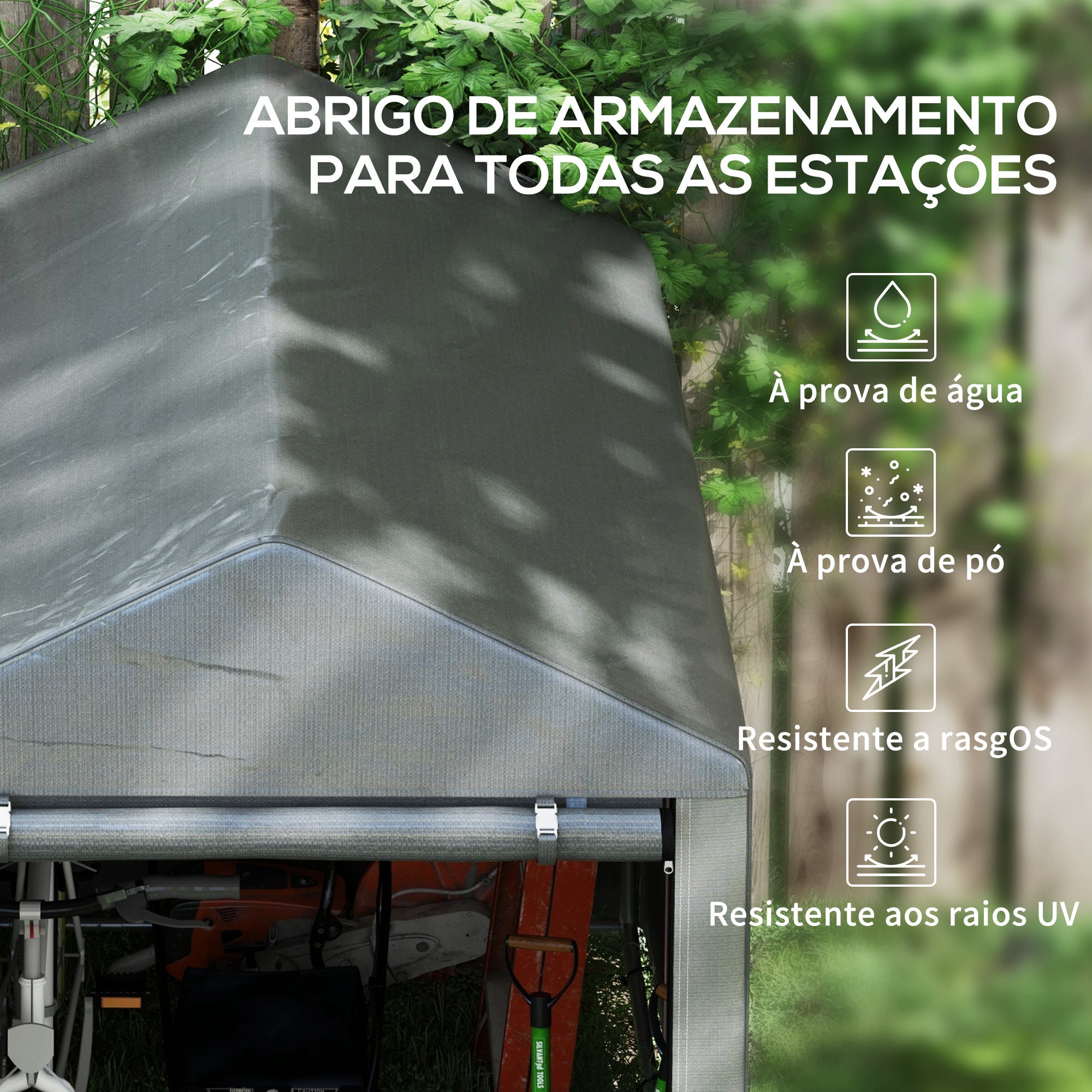 Abrigo de Jardim para Bicicletas e Motos 120x180x165 cm - Cinza Escuro