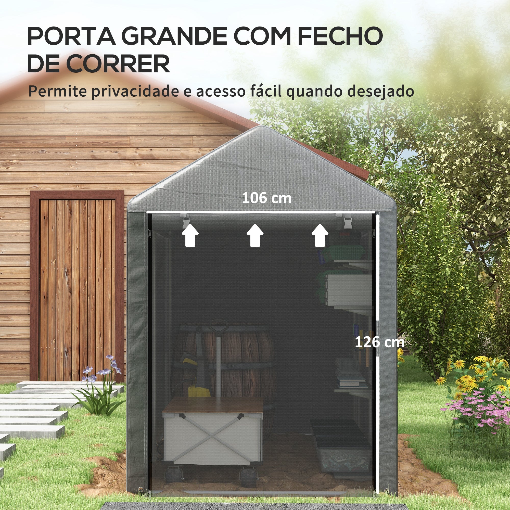 Abrigo de Jardim para Bicicletas e Motos 120x180x165 cm - Cinza Escuro