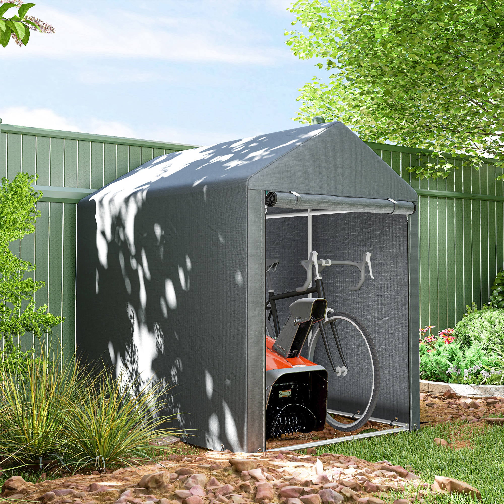 Abrigo de Jardim para Bicicletas e Motos 120x180x165 cm - Cinza Escuro