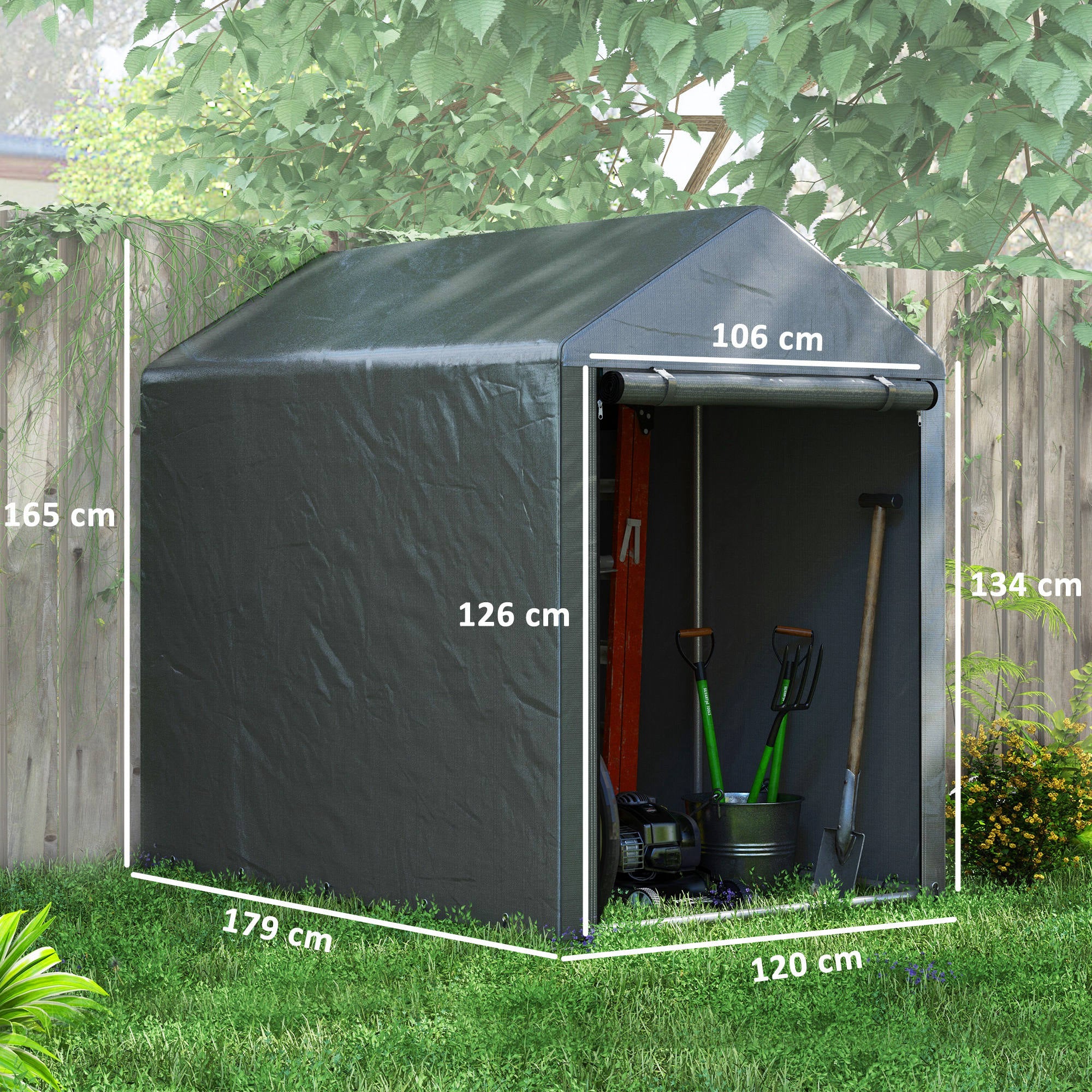 Abrigo de Jardim para Bicicletas e Motos 120x180x165 cm - Cinza Escuro