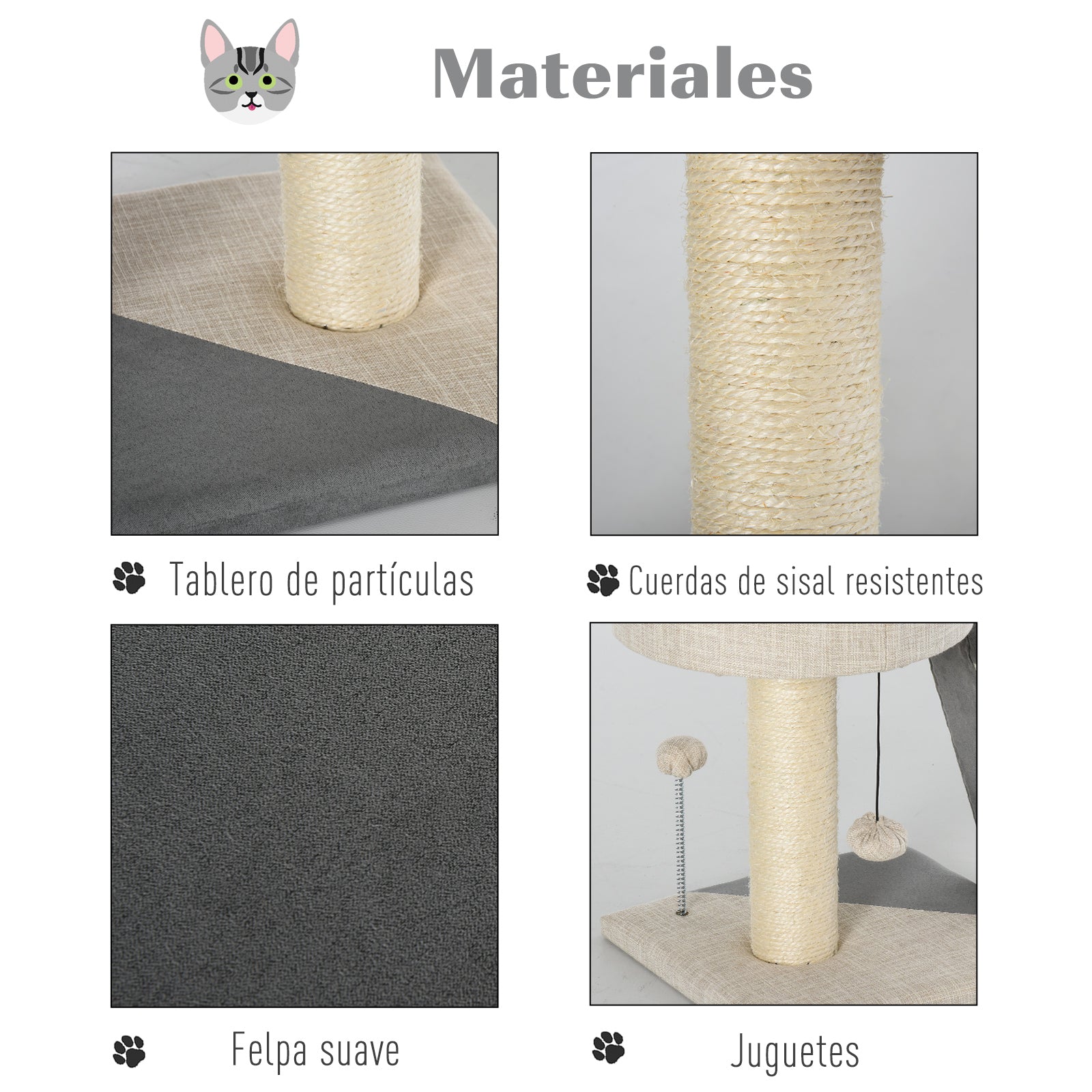 Arranhador para Gatos - 30x30x50 cm - Cinzento