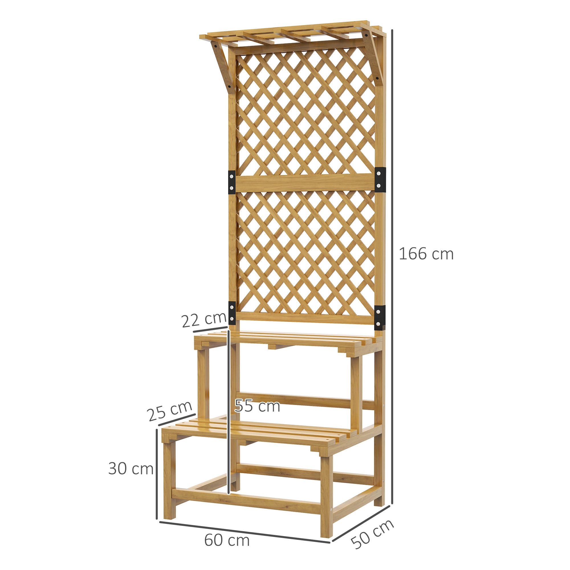 Suporte para Plantas de Madeira – 60x50x166 cm – Cor de Madeira Natural