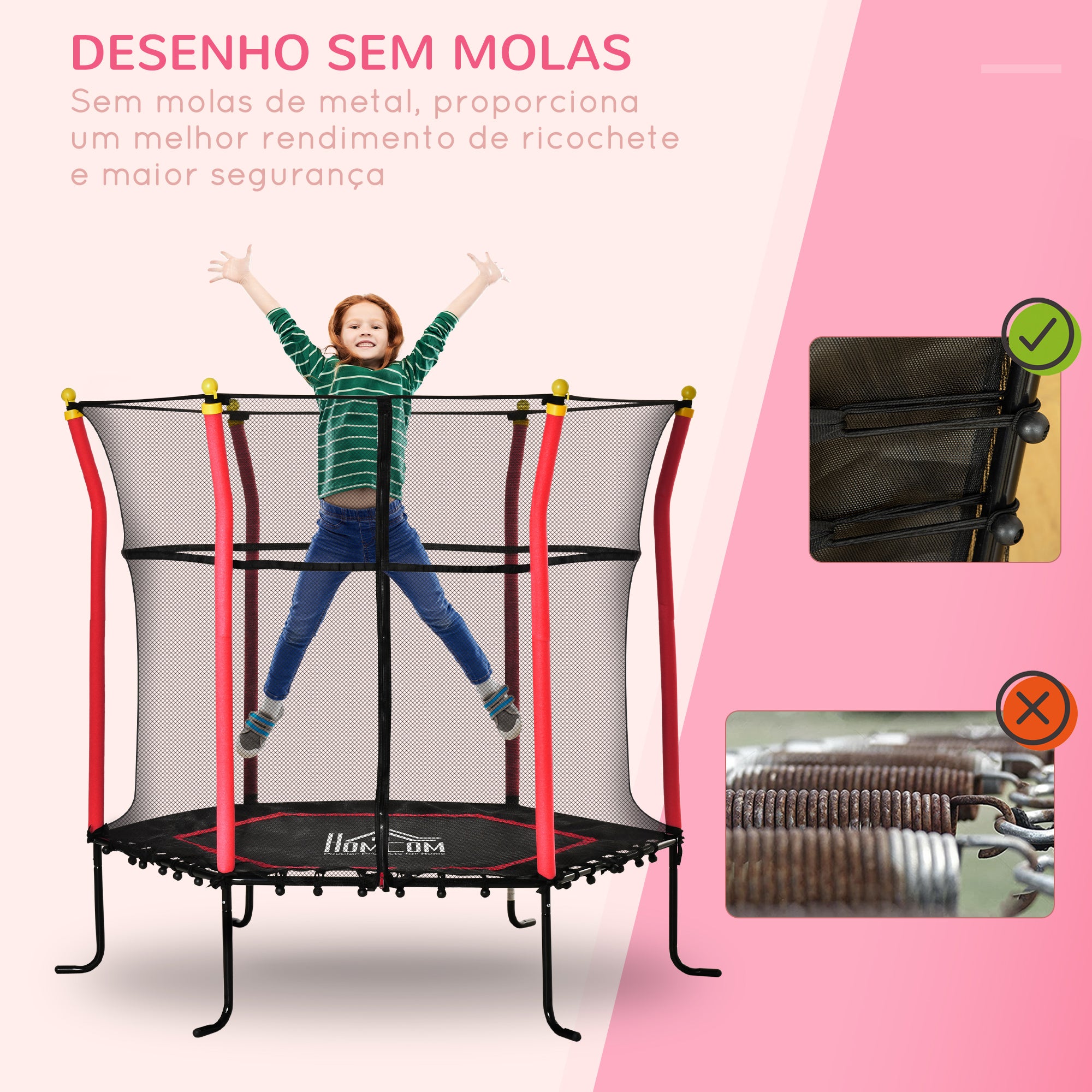 Trampolim Infantil Vermelho Ø163,5x163,5 cm