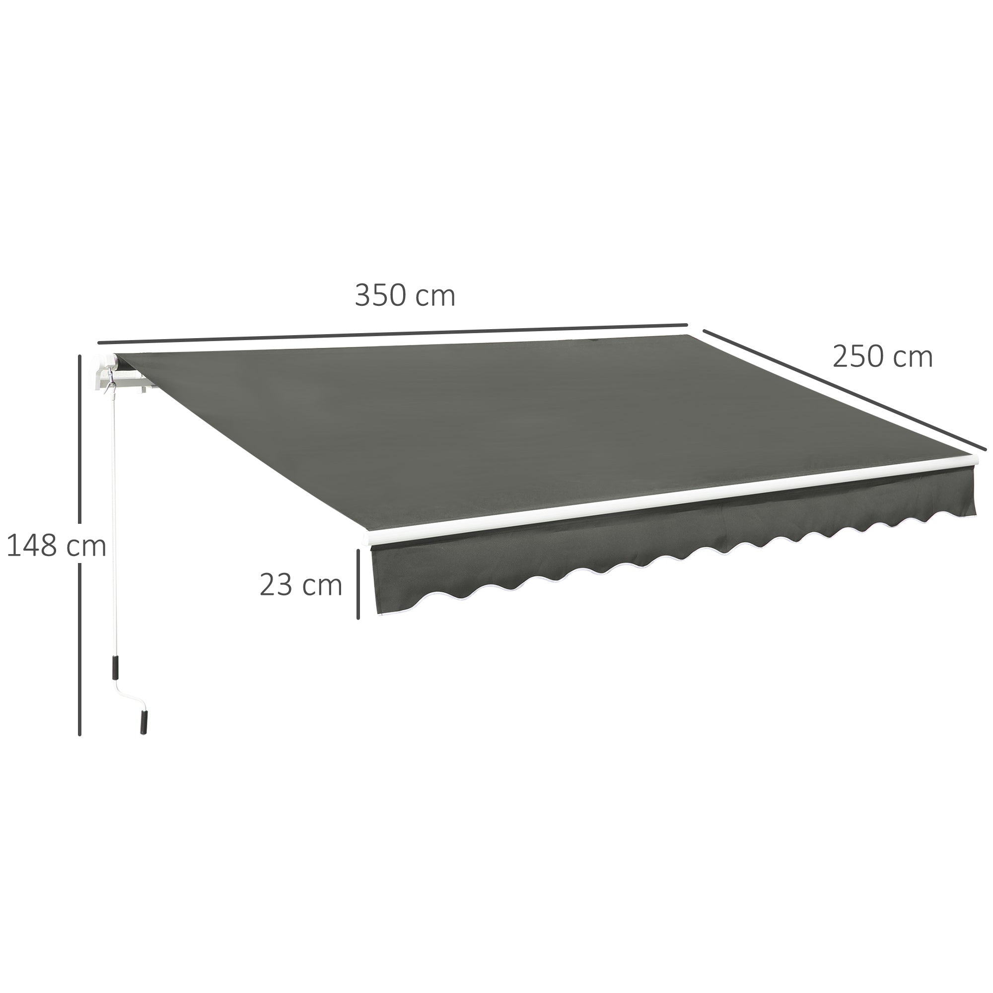 Toldo Manual Retrátil 350x250 cm Cor Cinza