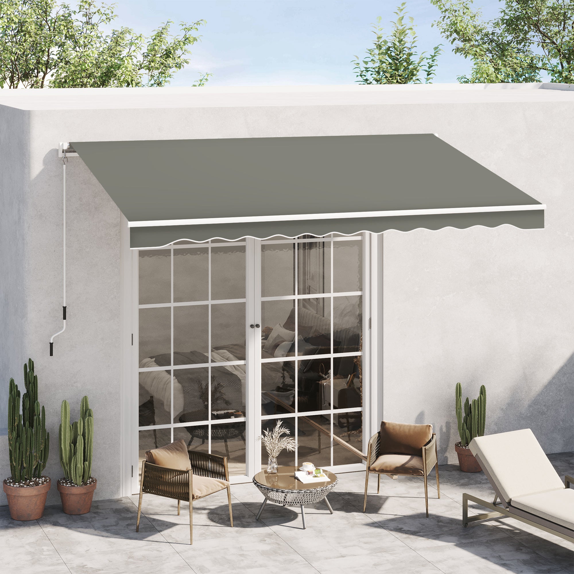 Toldo Manual Retrátil 350x250 cm Cor Cinza