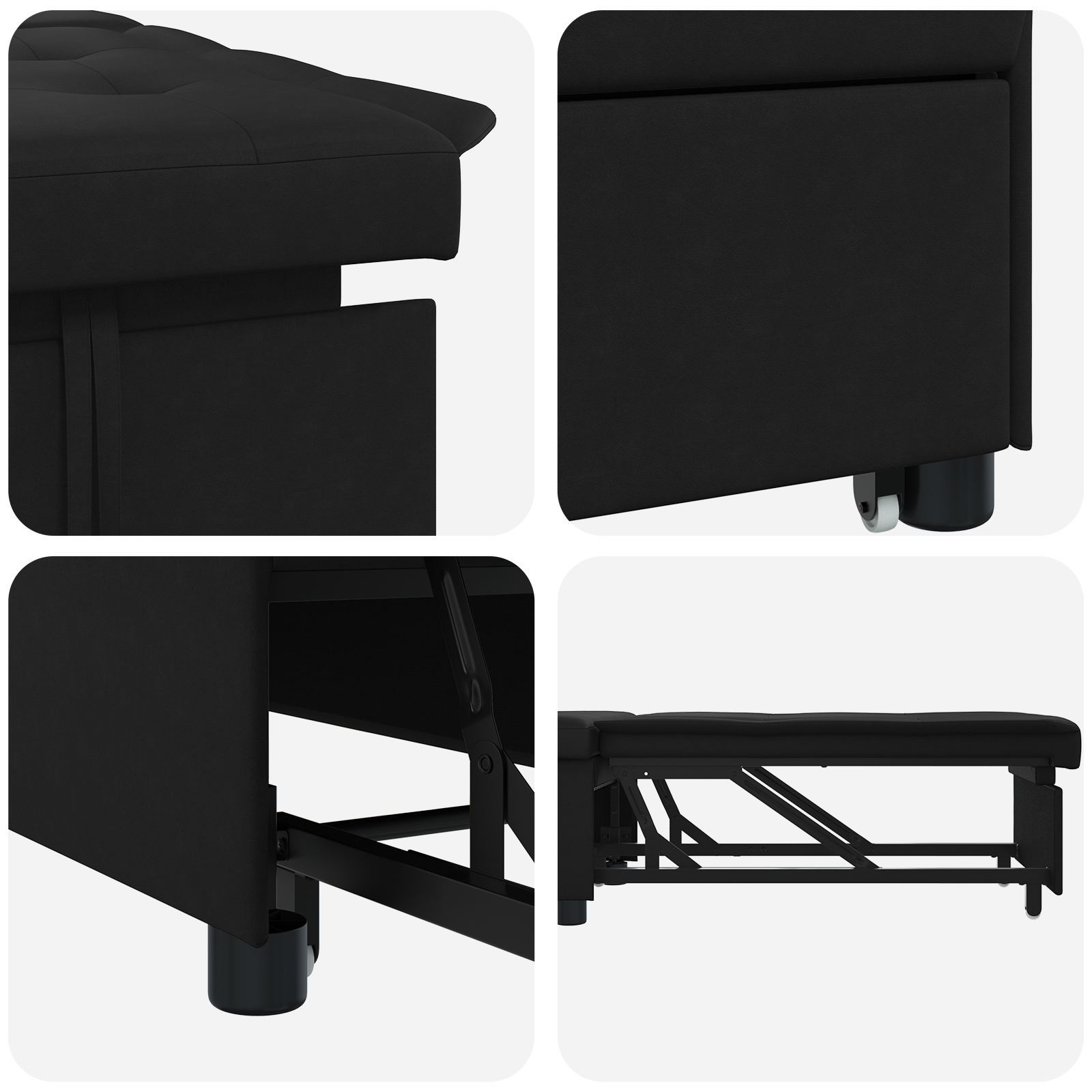 Sofá-Cama com almofada Preto 67 x 194 x 82 cm Contraplacado