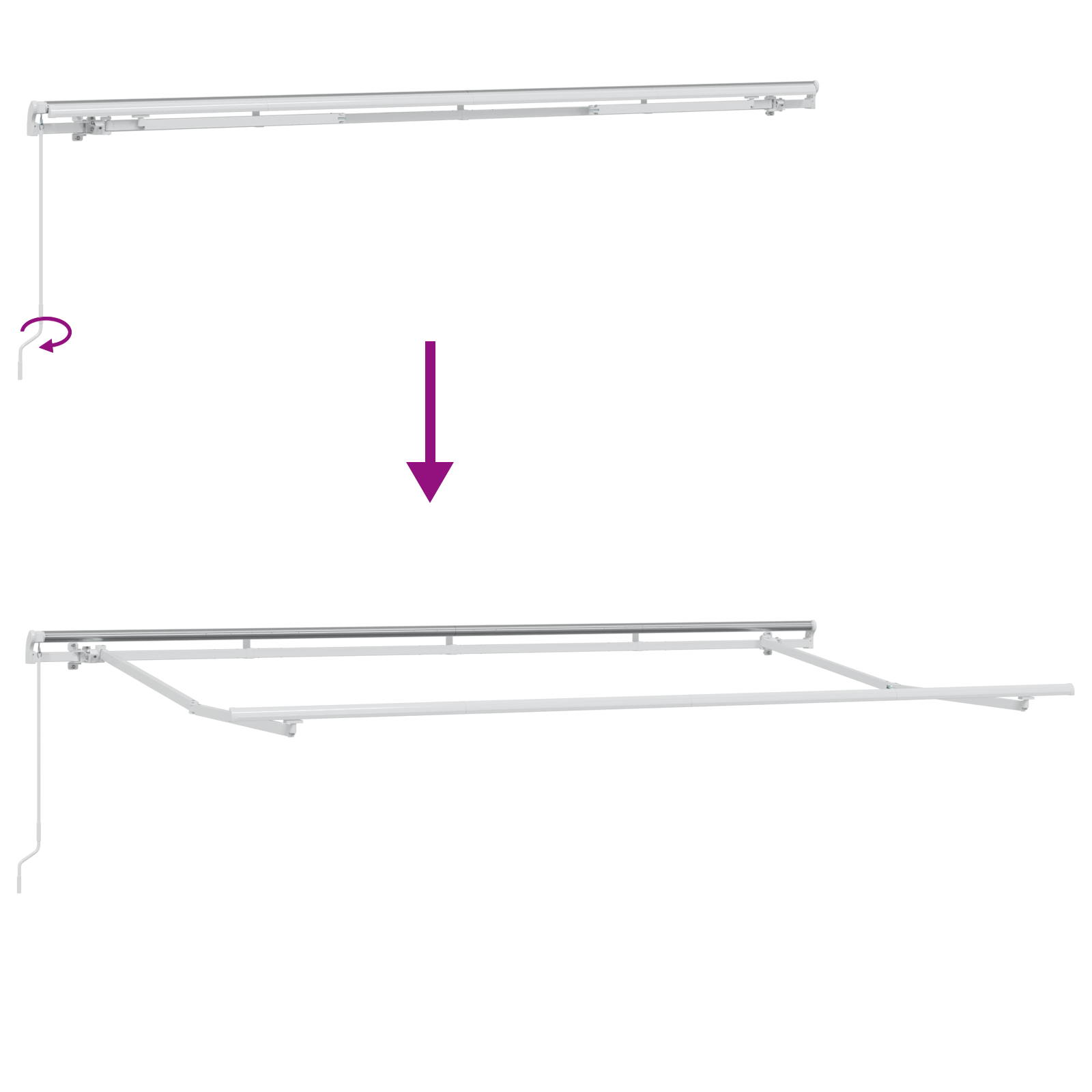 Toldo Retrátil Manual Cor creme e branco 400 x 200 cm