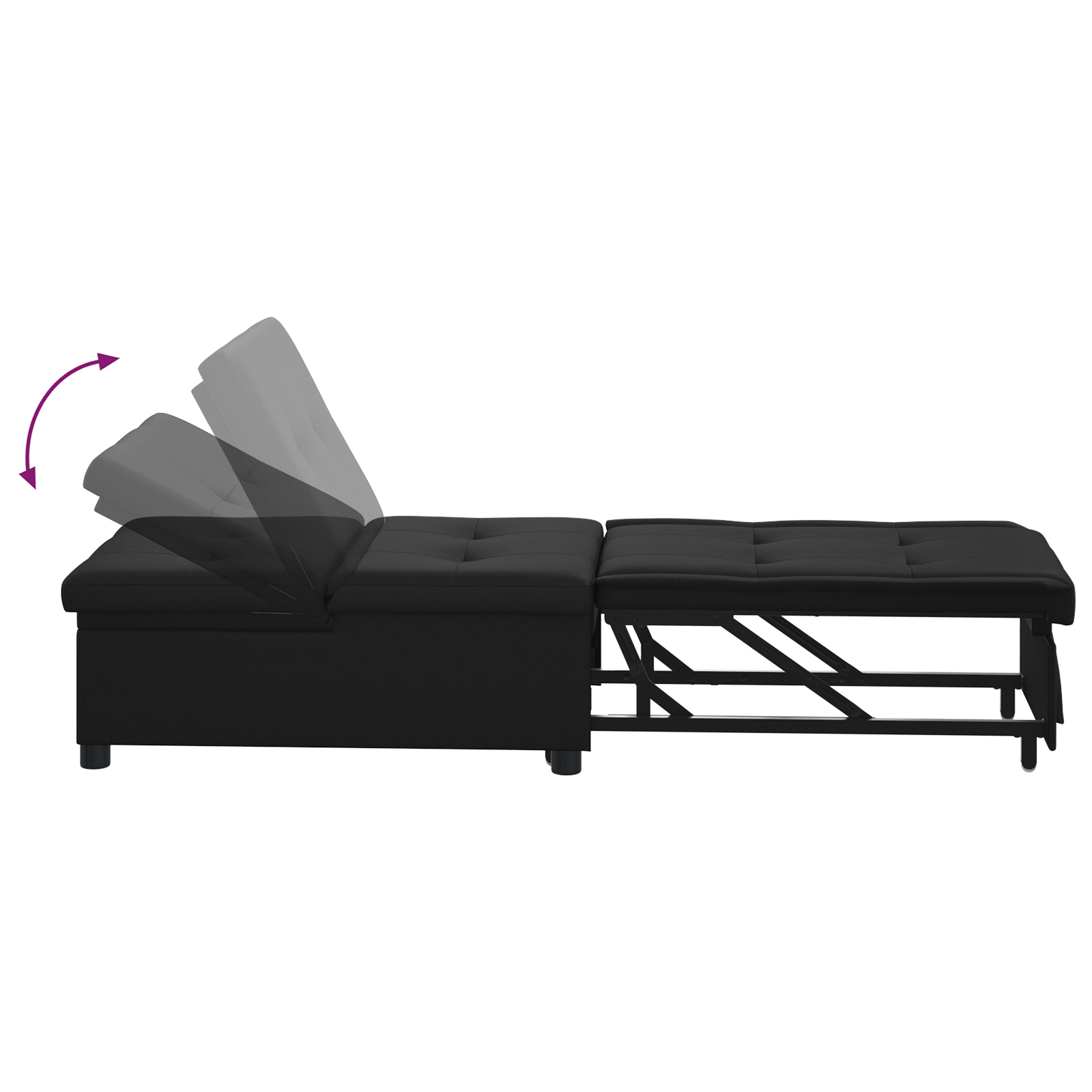 Sofá-Cama com almofada Preto 67 x 194 x 82 cm Contraplacado
