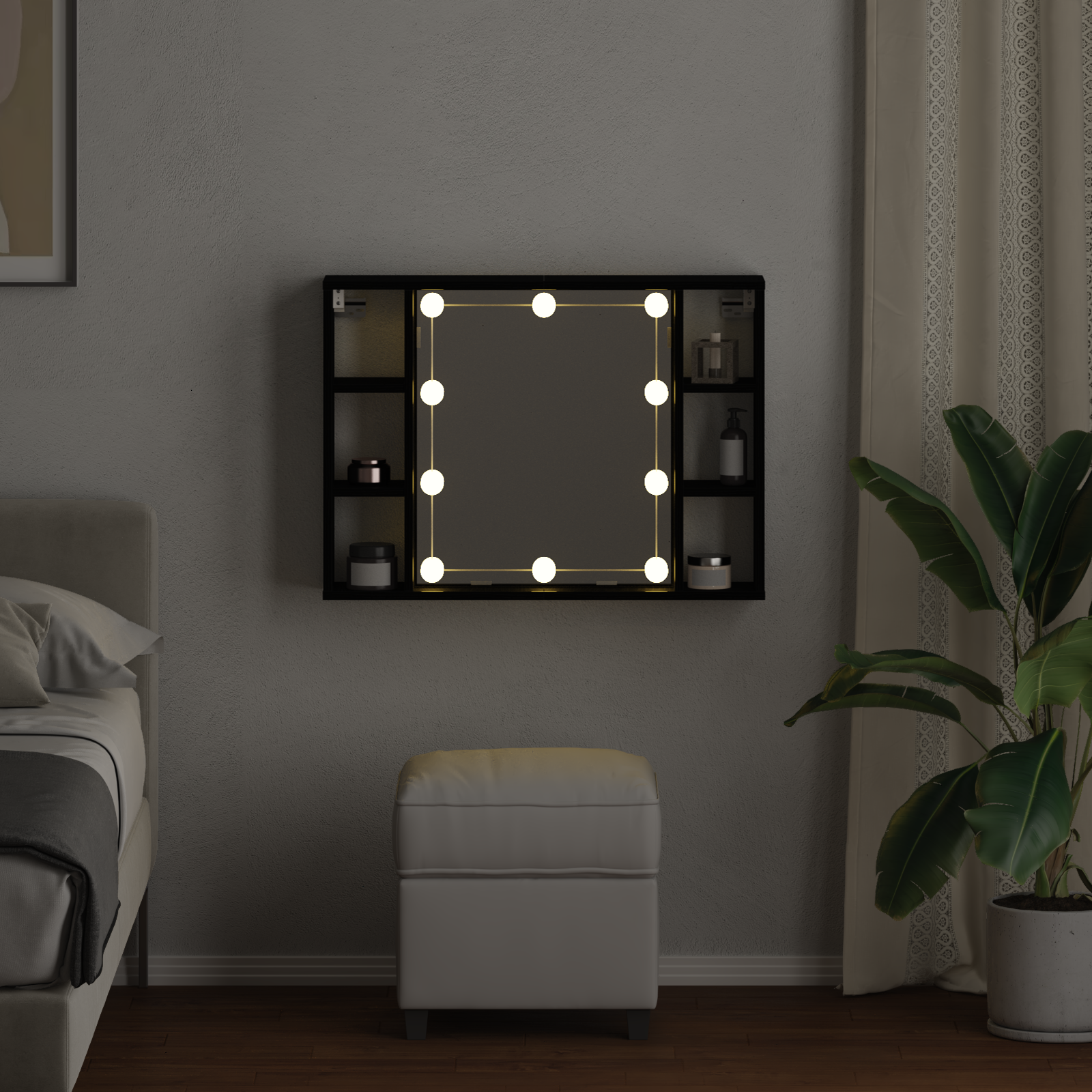 Armário de Espelho com espelho Carvalho preto 76 x 15 x 55 cm