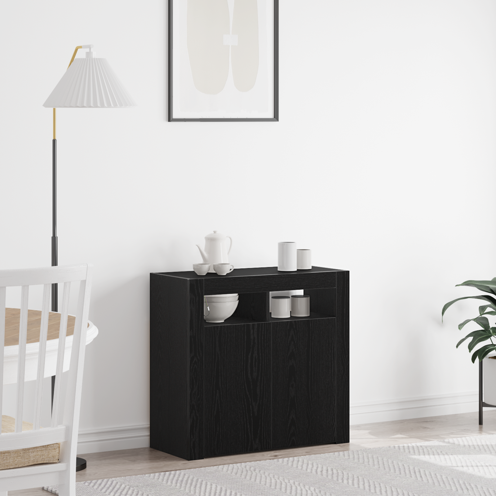 Buffet Preto 80 x 35 x 75 cm Madeira processada