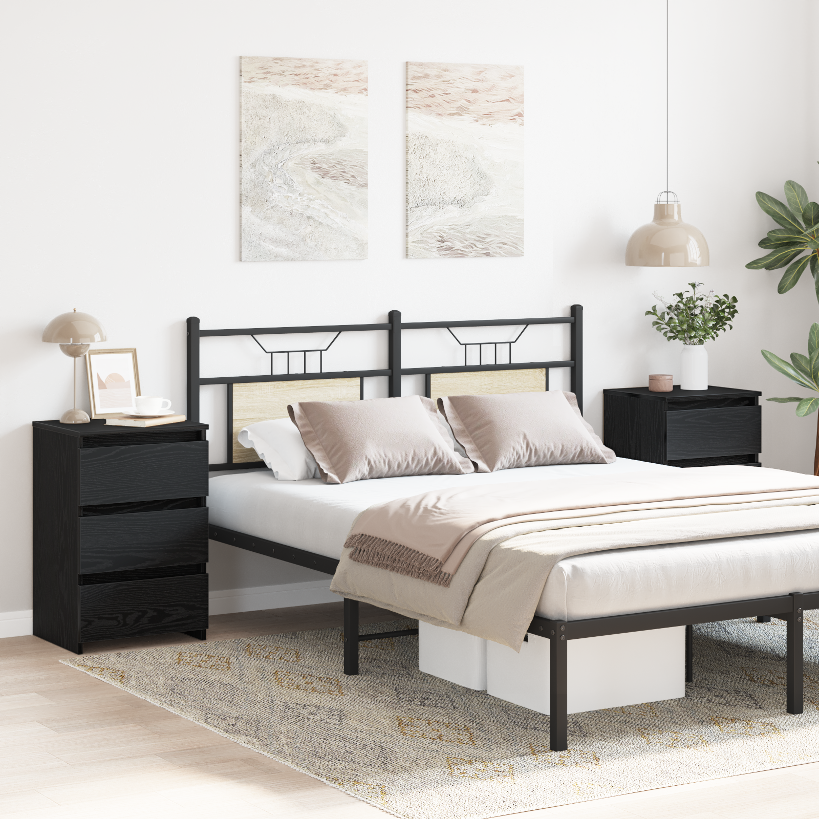 Armário de Cabeceira 2 pcs Carvalho preto 40 x 35 x 62,5 cm