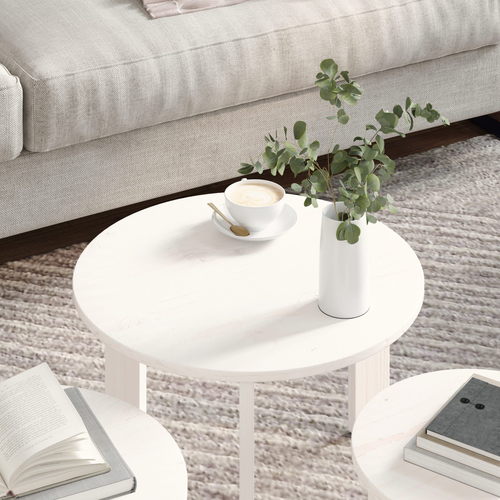 Mesa de centro 3 pcs Branco 47.5 x 47.5 x 27 cm