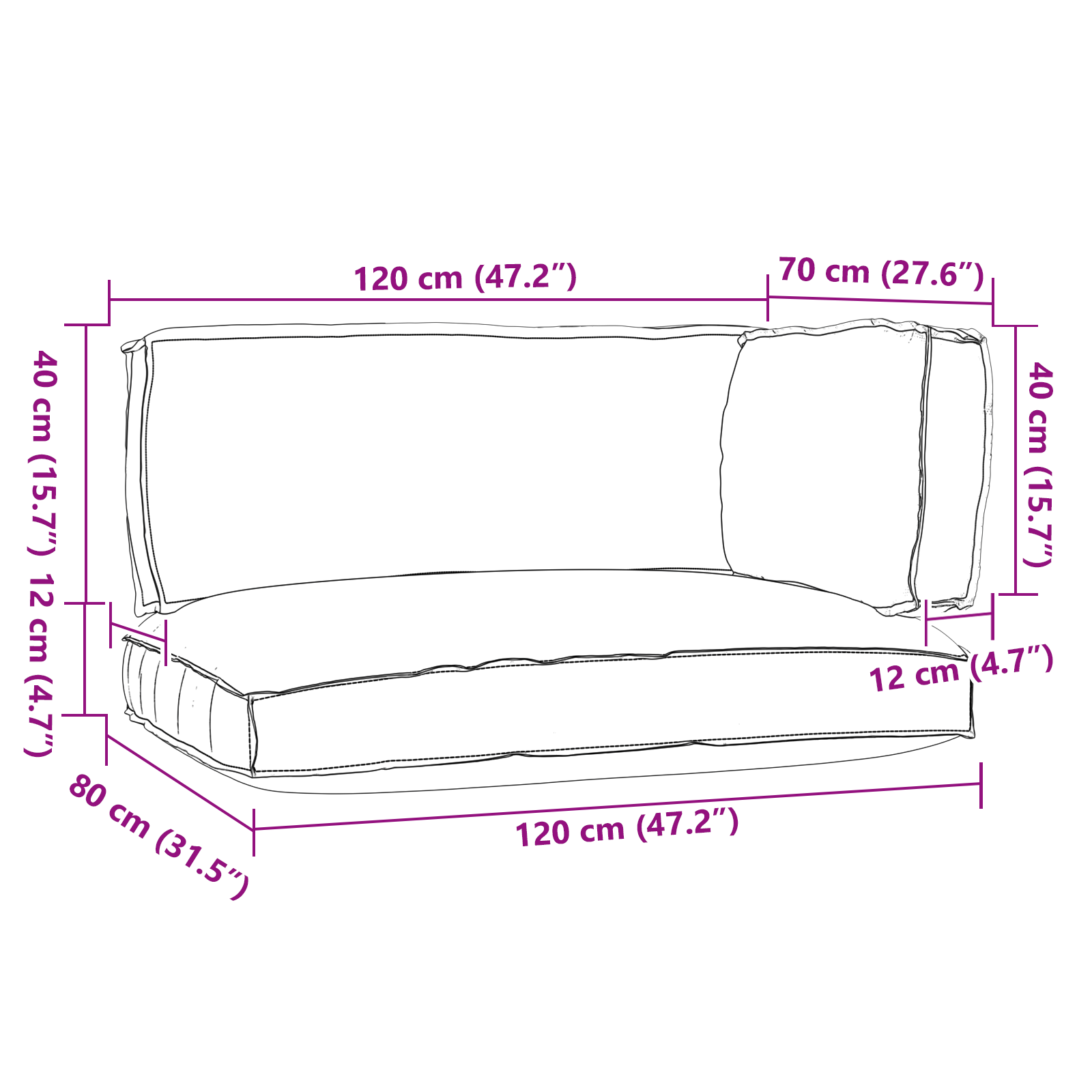 Conjunto de Almofadas para Palete Floral 3 pcs Padrão de folhas