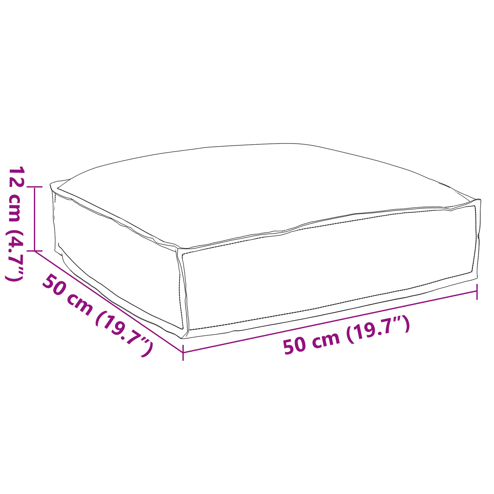 Almofada de palete para assento Bege 50 x 50 x 12 cm