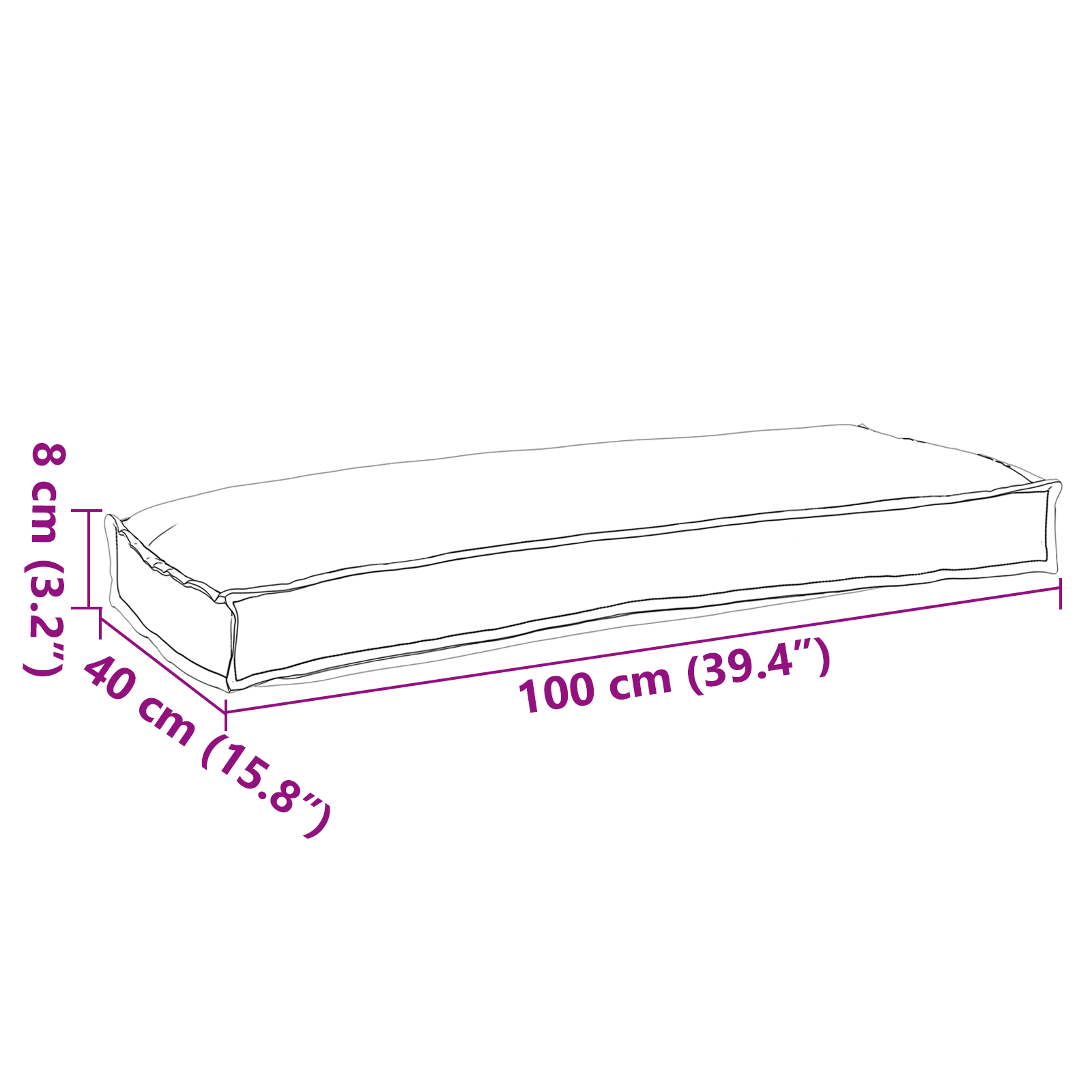 Conjunto de Almofadas para Palete 2 pcs Cinzeto 100 x 40 x 8 cm