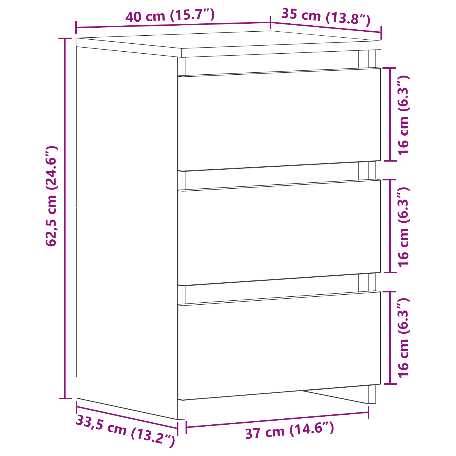 Armário de Cabeceira 2 pcs Carvalho preto 40 x 35 x 62,5 cm