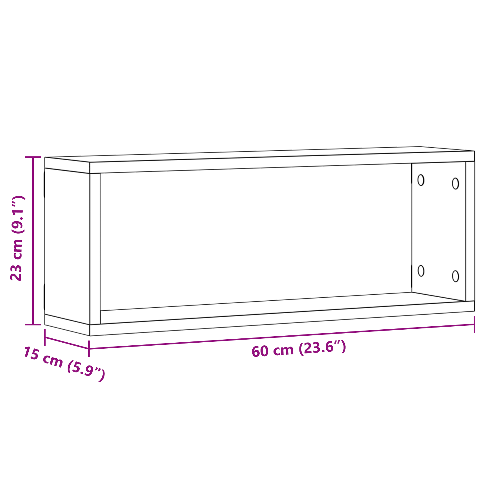 Prateleiras de Parede 4 pcs Carvalho preto 60 x 15 x 23 cm