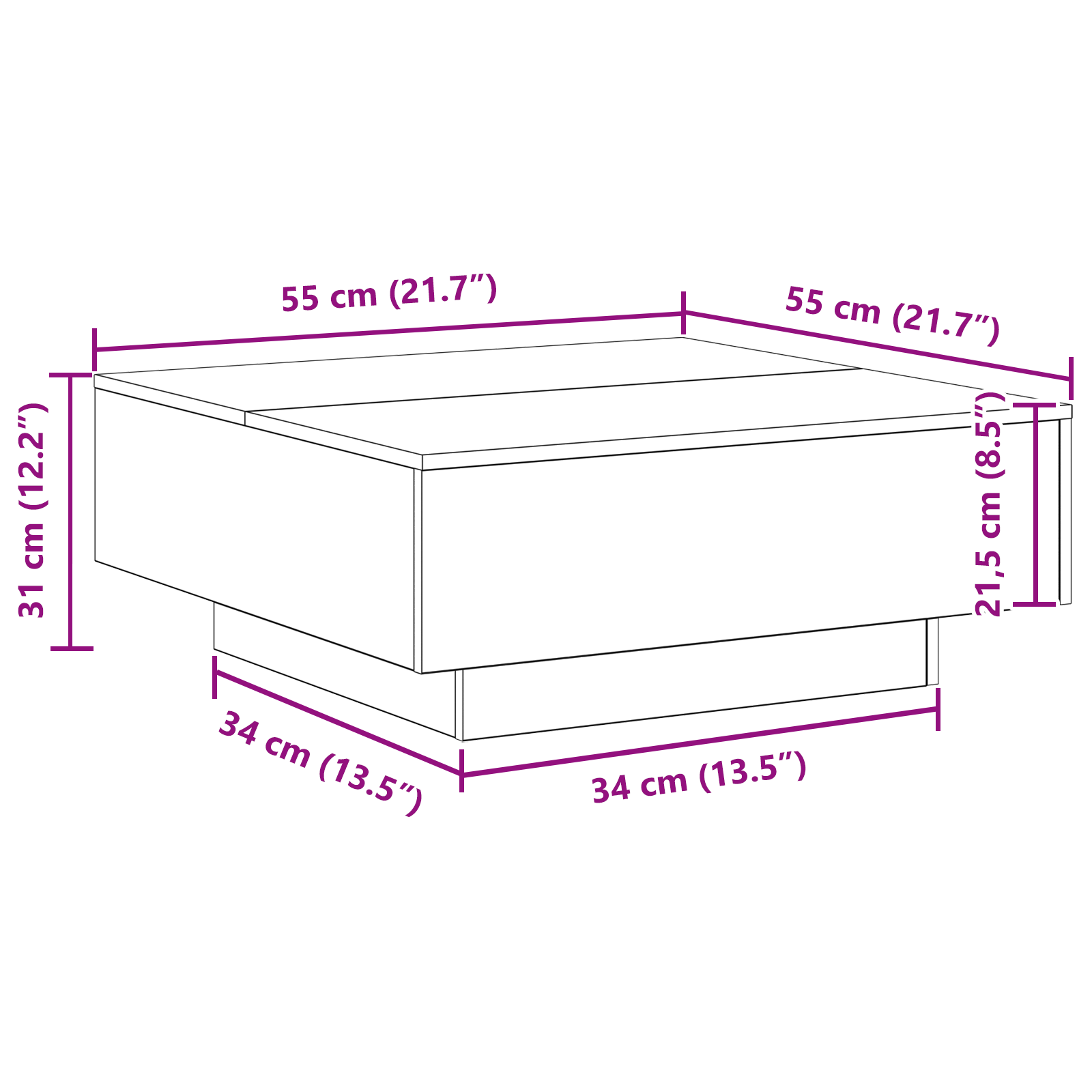 Mesa de centro Madeira Velha e Azul 80 x 80 x 31 cm