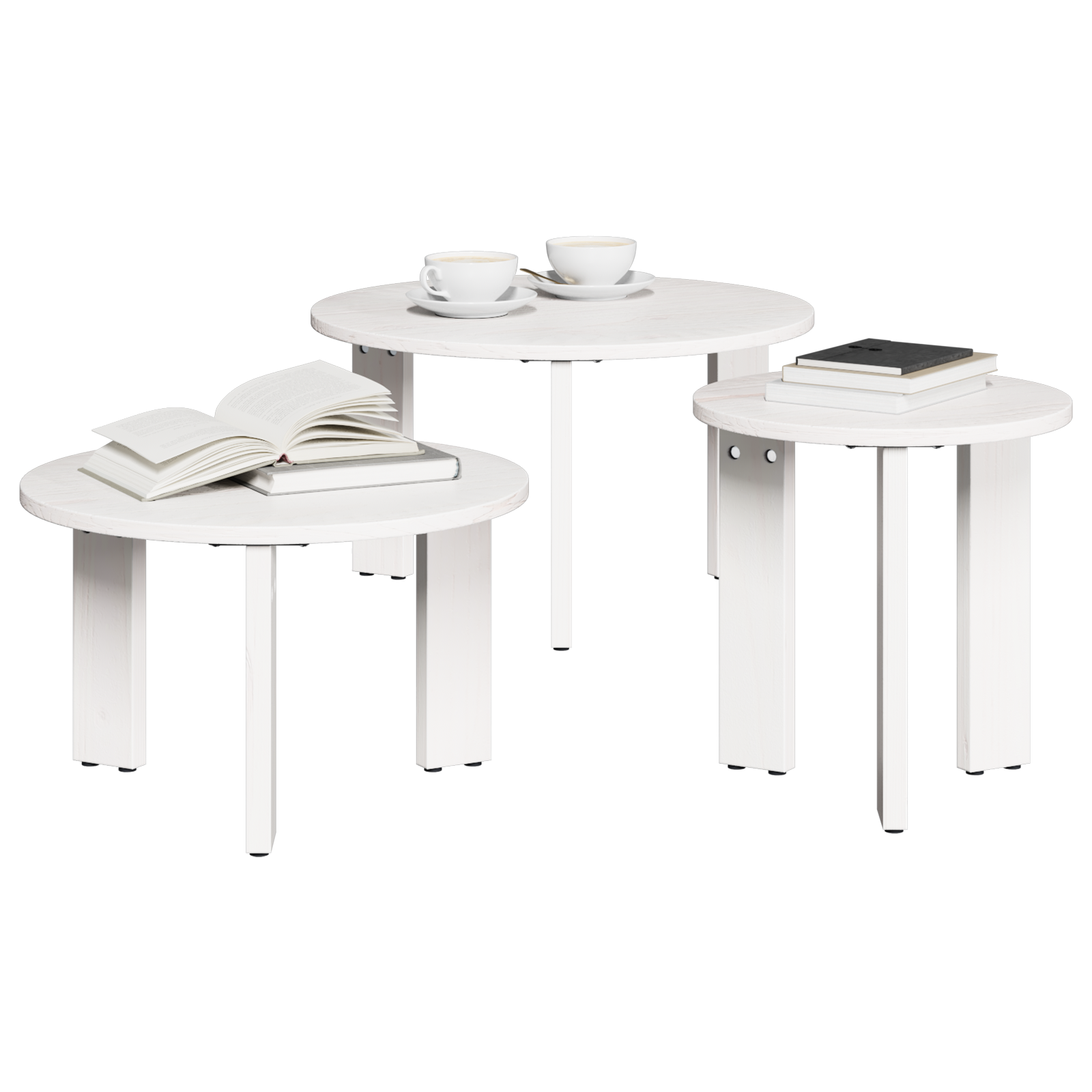 Mesa de centro 3 pcs Branco 47.5 x 47.5 x 27 cm