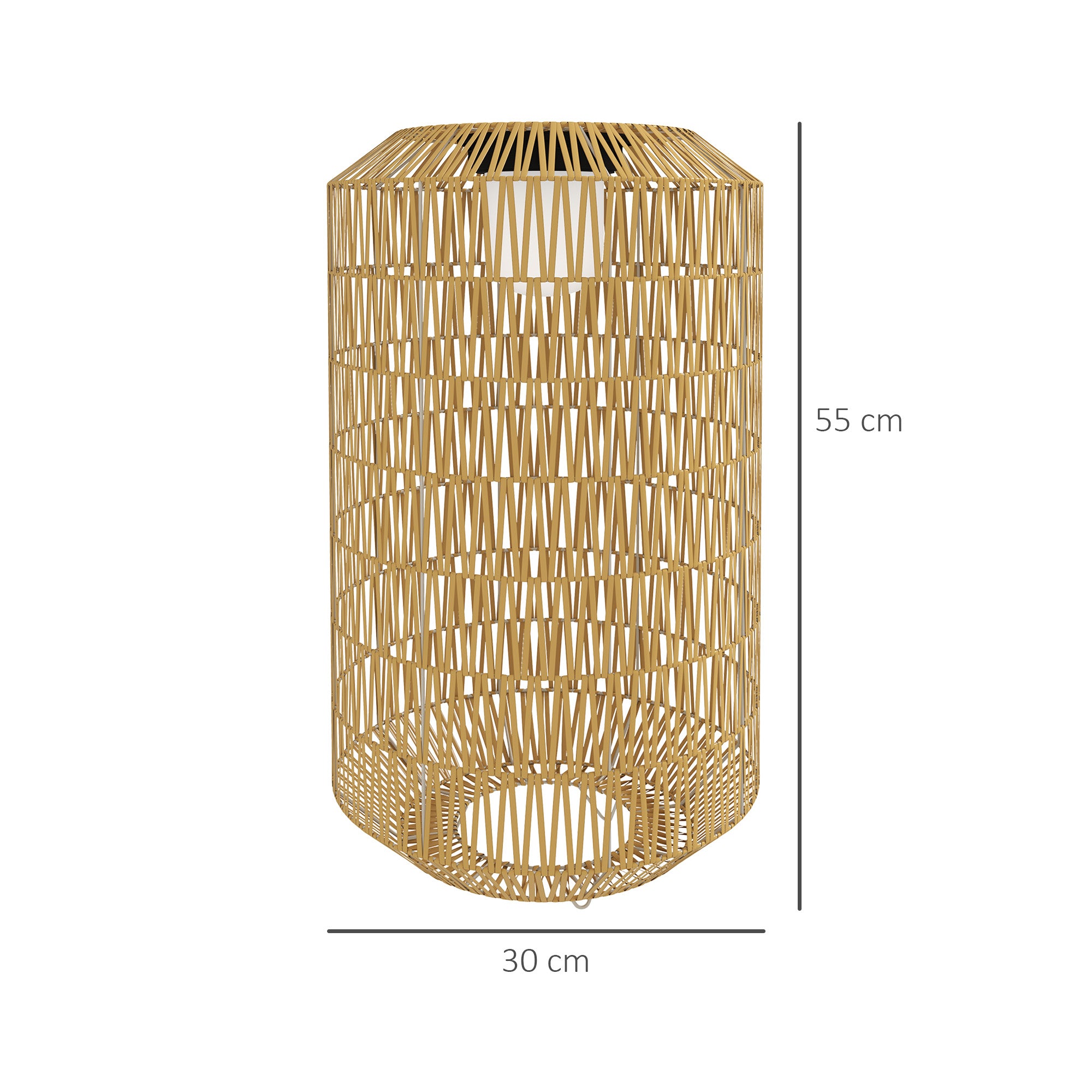 Candeeiro Solar para Exterior em Vime Sintético Ø30x55 cm - Cor Madeira