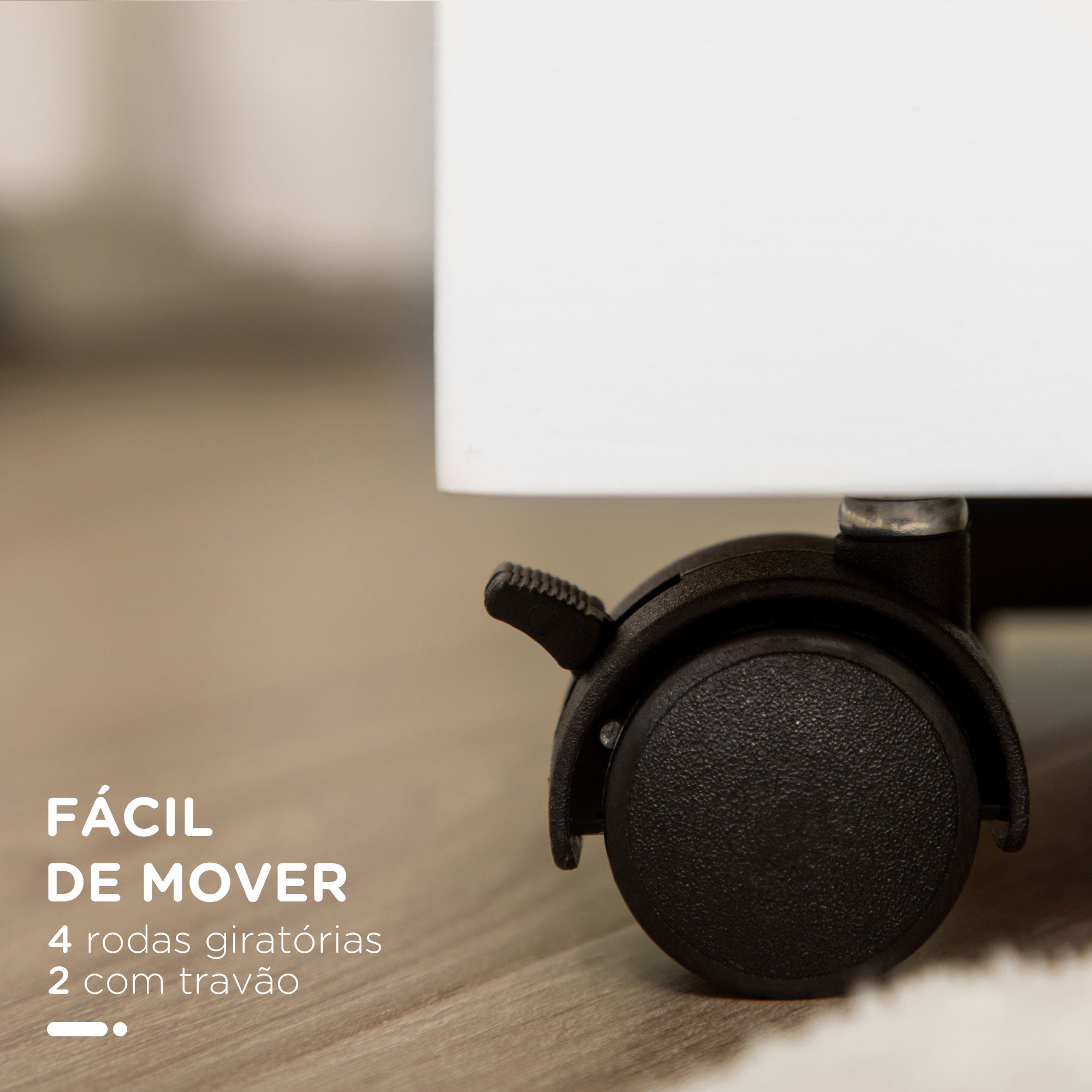 Carrinho Auxiliar de Armazenamento em Bambu com 3 Cestos – 28x18x75 cm – Branco e Madeira