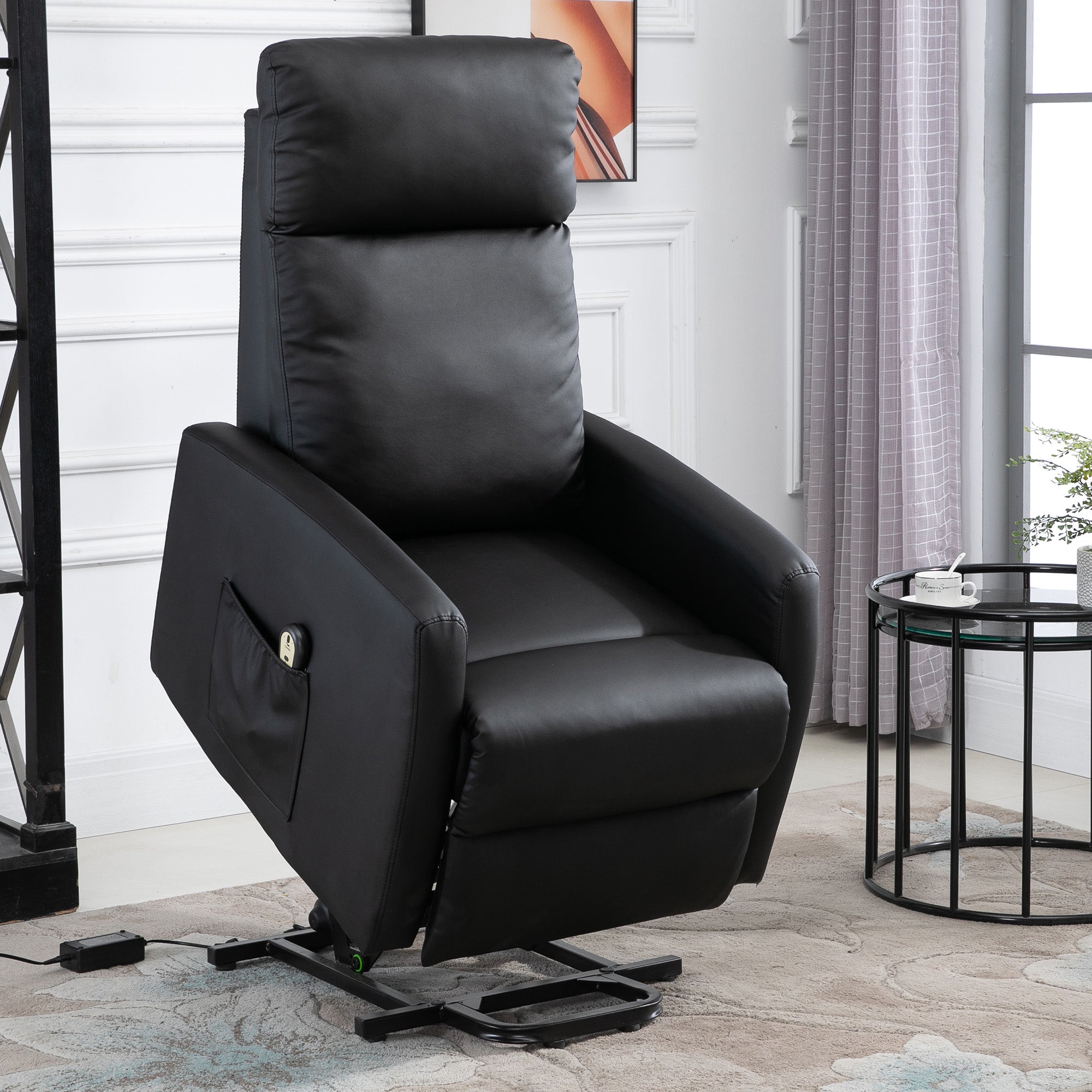 Poltrona Relax Levanta Pessoas Reclinável 145° Preto 67x95x105 cm
