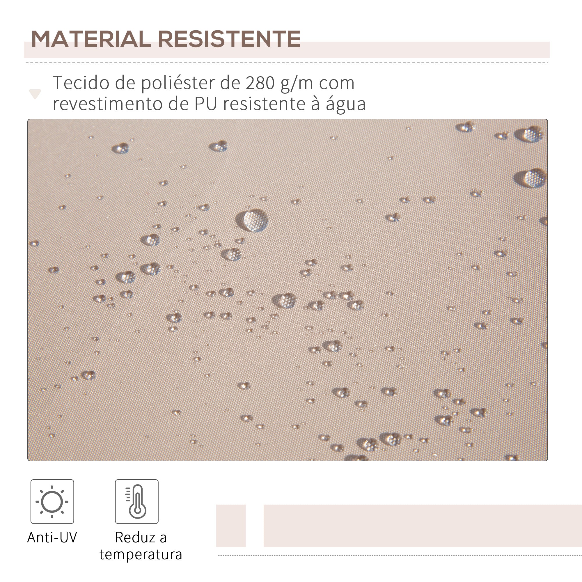 Toldo Manual Retrátil 295x200 cm Bege - Proteção Solar e Impermeável