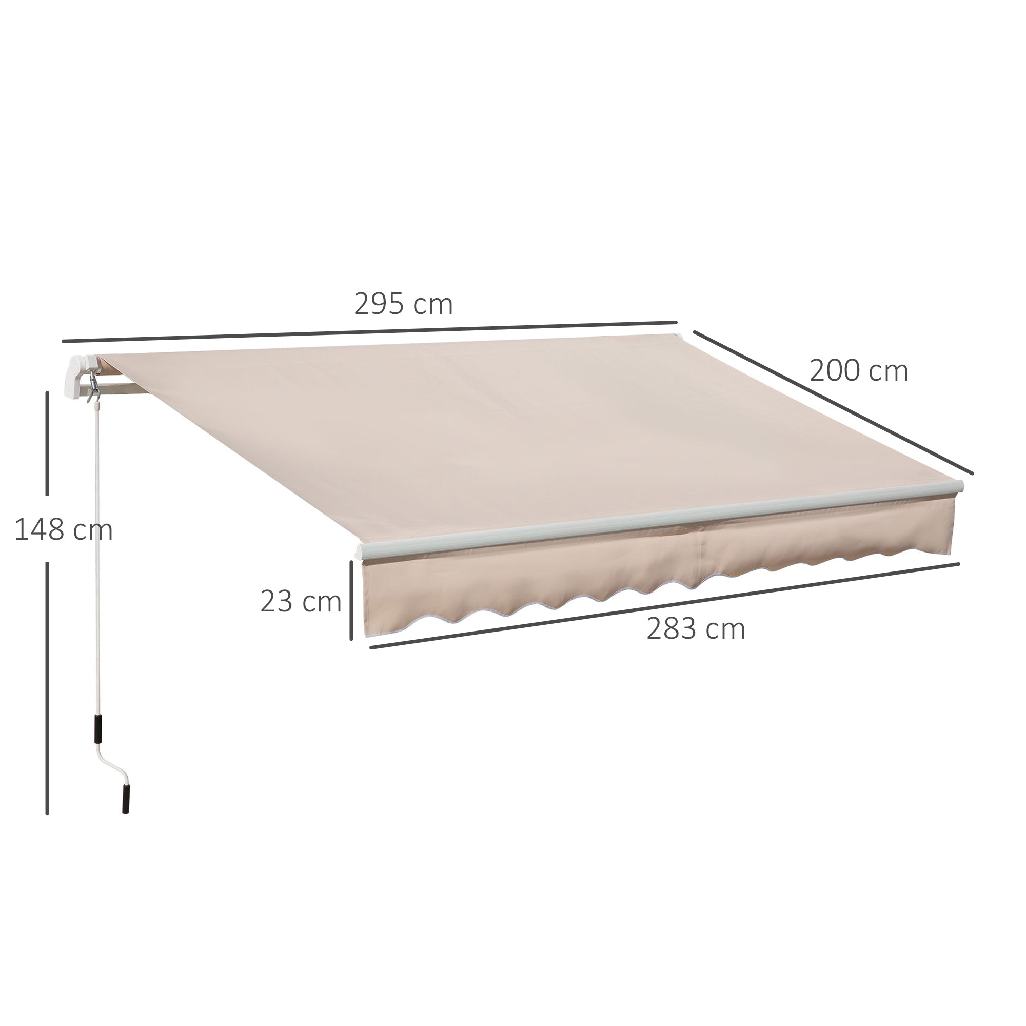 Toldo Manual Retrátil 295x200 cm Bege - Proteção Solar e Impermeável