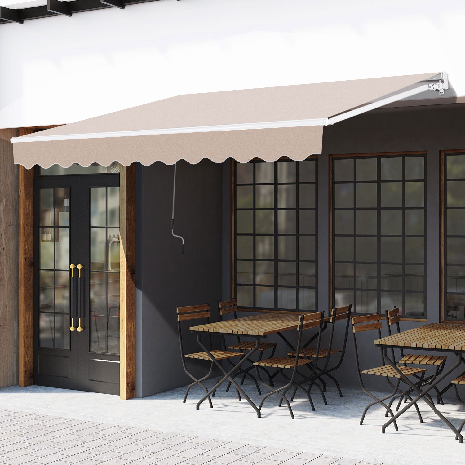 Toldo Manual Retrátil 295x200 cm Bege - Proteção Solar e Impermeável