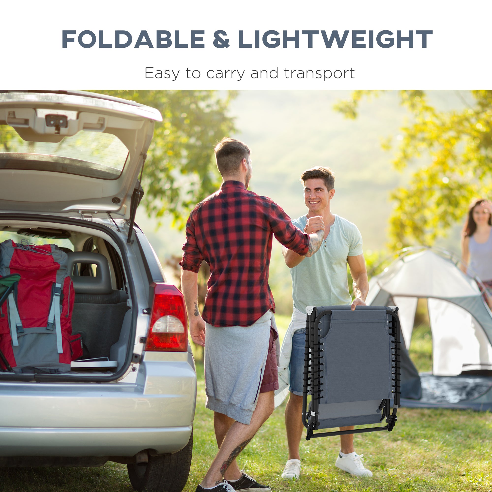 Espreguiçadeira Reclinável Cinza 197x58x76 cm - Estrutura de Aço