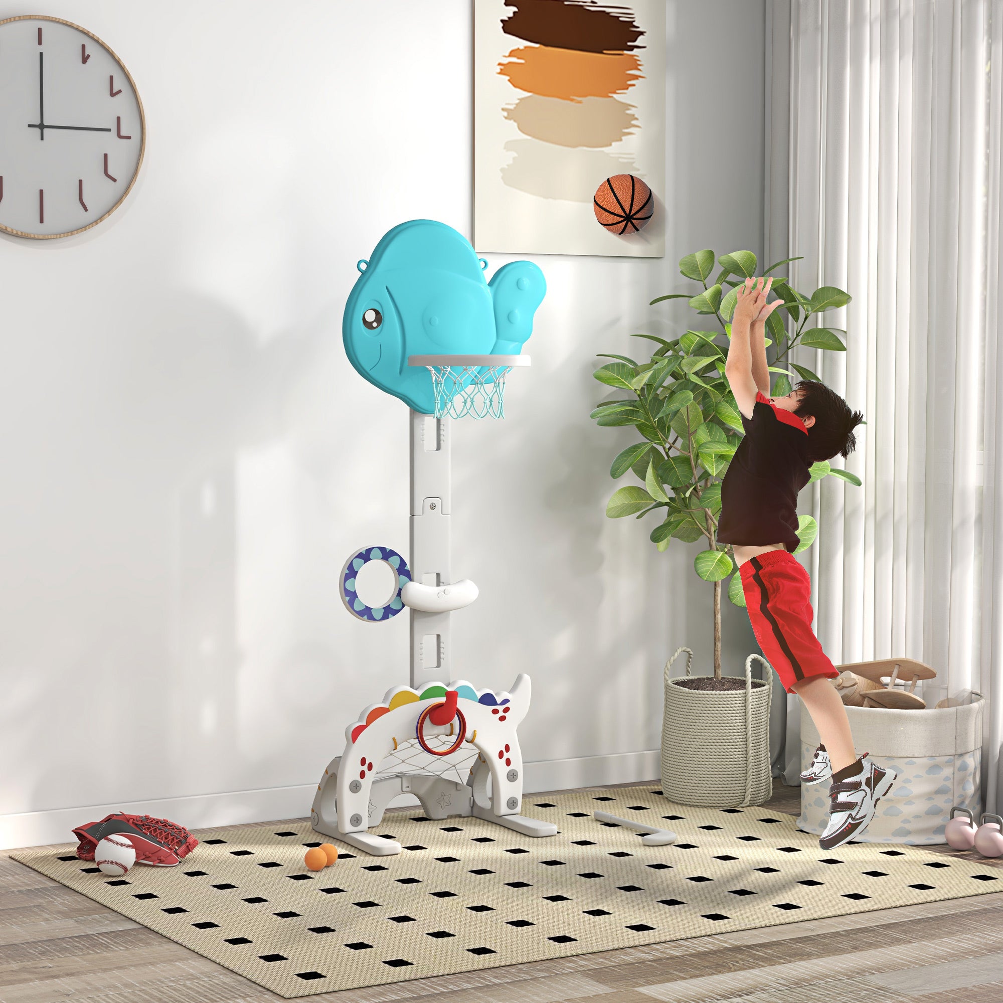 Cesta de Basquetebol Infantil Multicor 46x51x134-152 cm