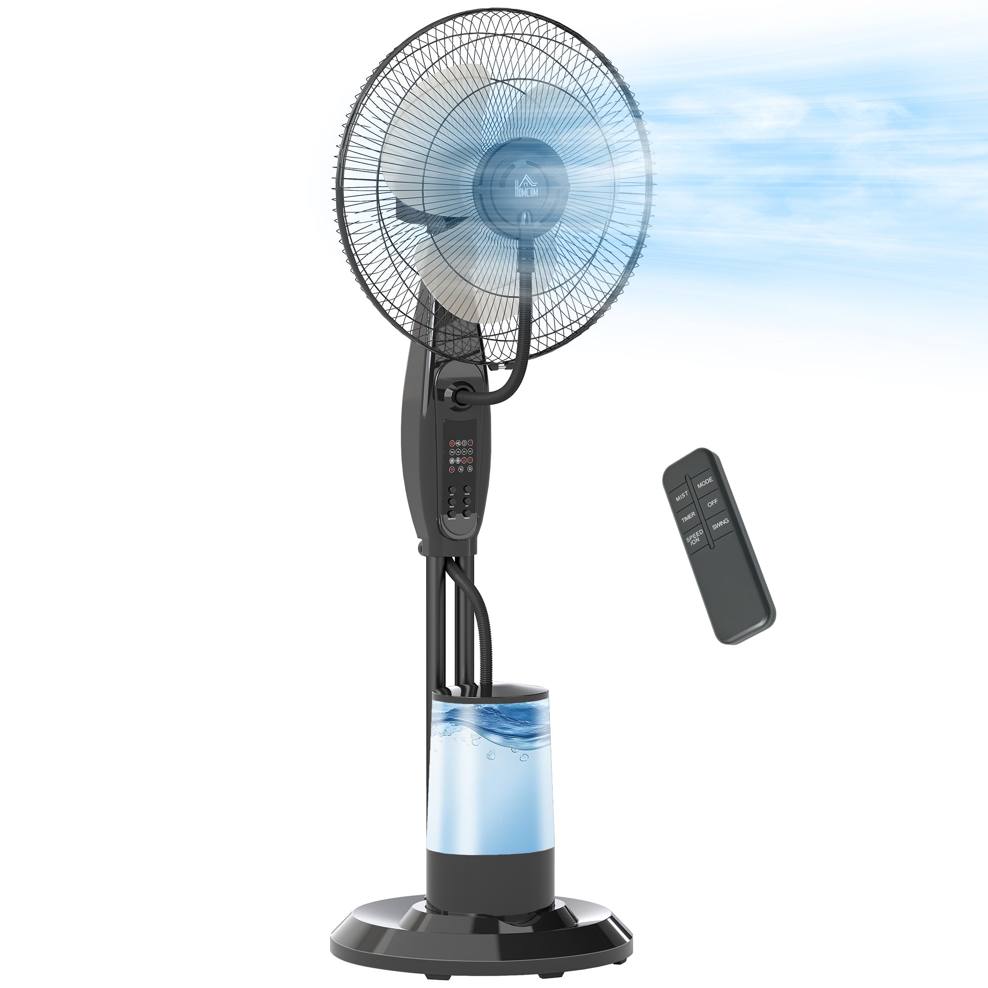 Ventoinha de Pé com Nebulizador Ø44,5 cm Preto
