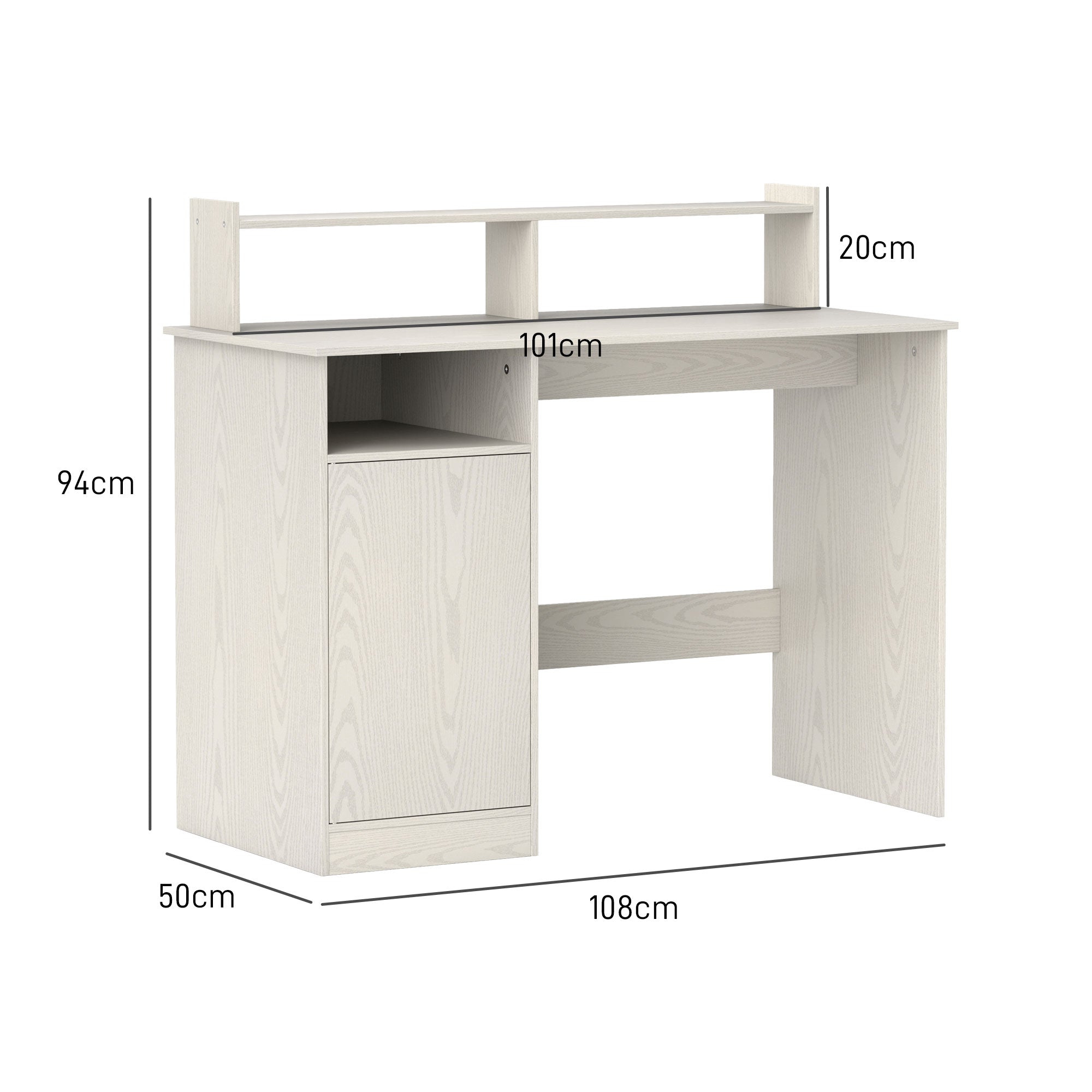 Secretária Moderna com Prateleiras 108x50x94 cm Creme Branco