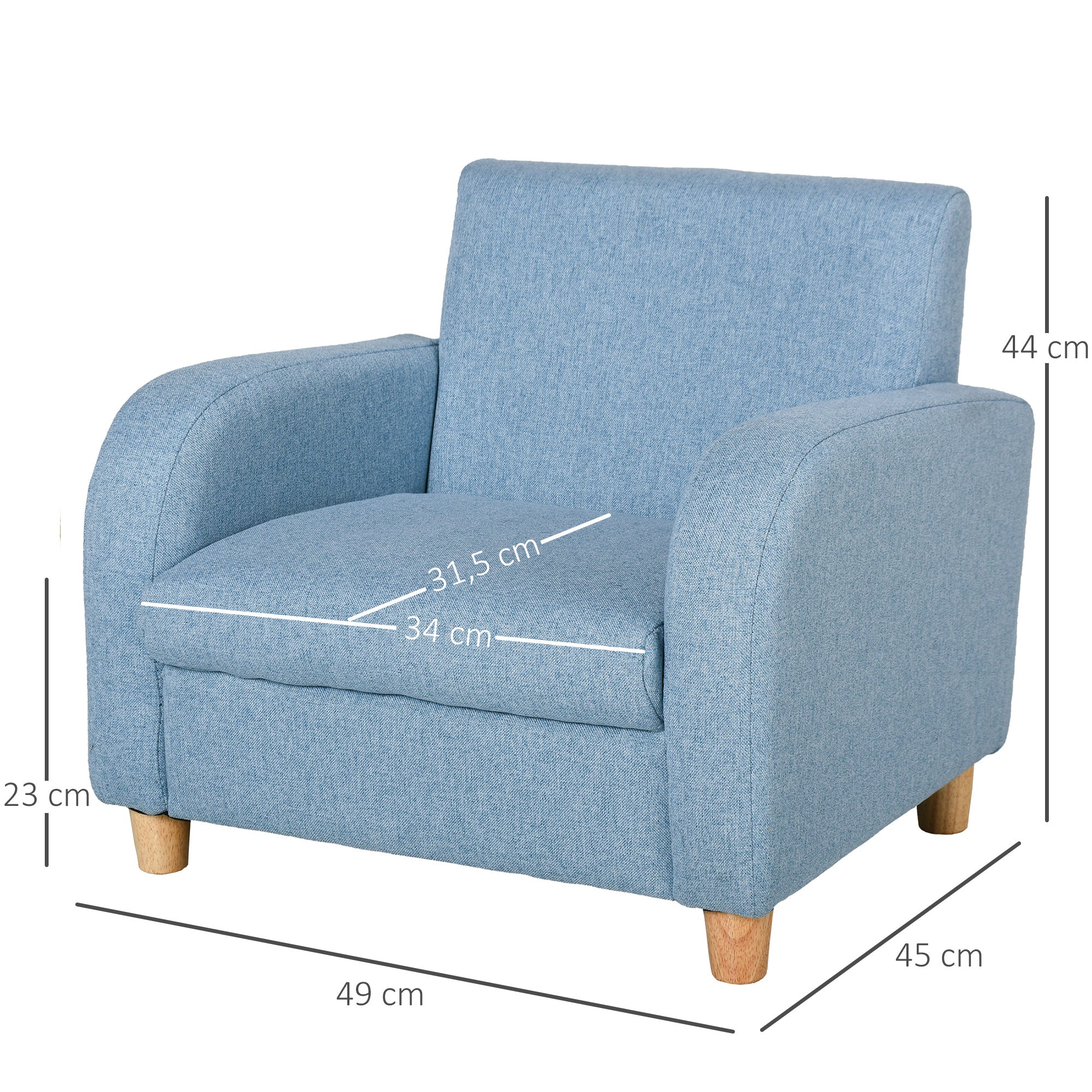 Sofá Infantil para Crianças acima de 3 anos - Azul 49x45x44cm