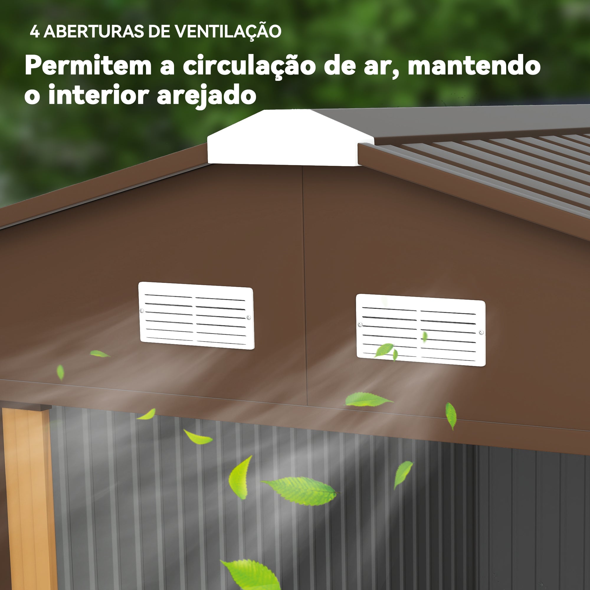 Abrigo de Jardim Metálico 340x386x200cm - Marrom