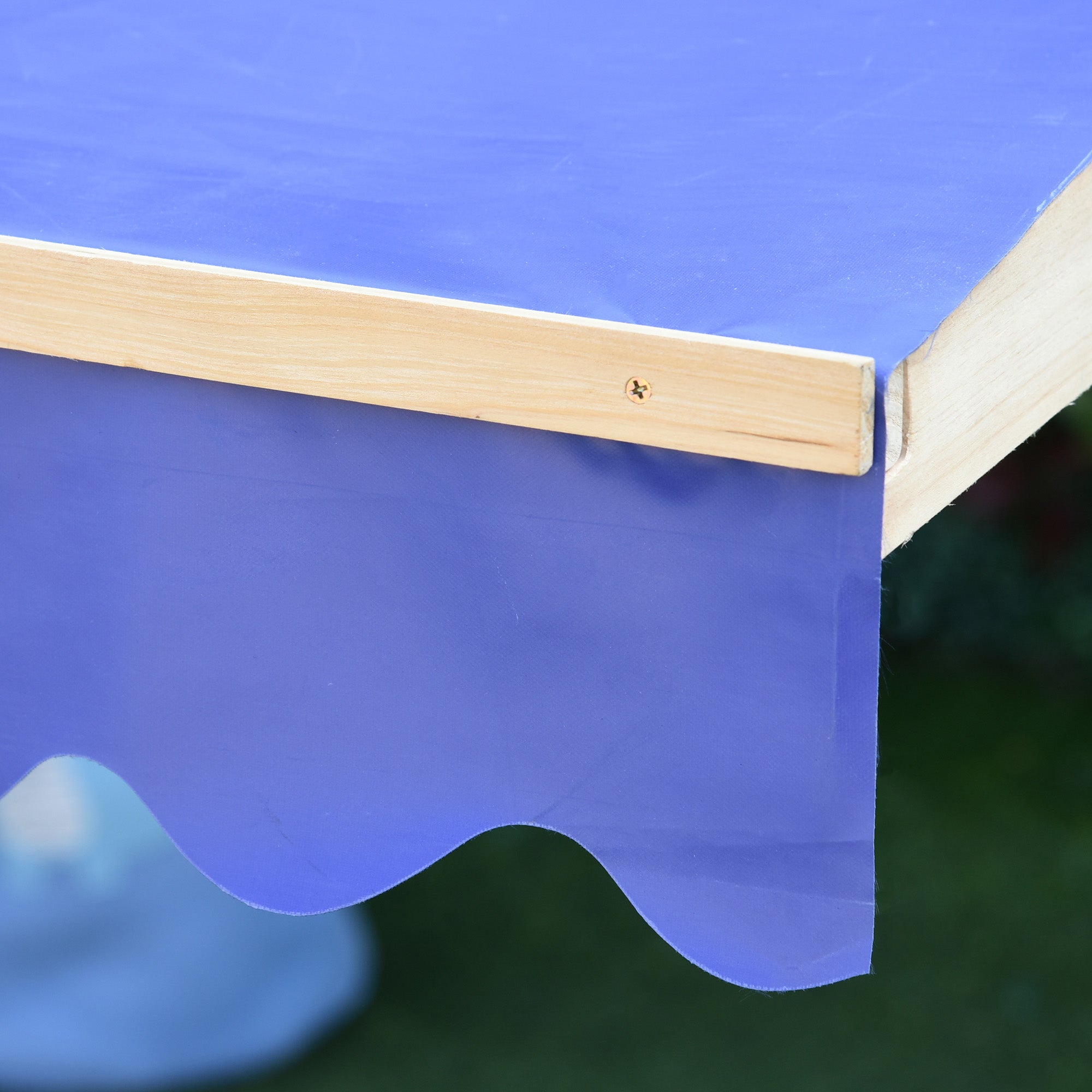 Caixa de Areia de Madeira para Crianças com Telhado Ajustável 120x120x120 cm - Cor Natural e Azul