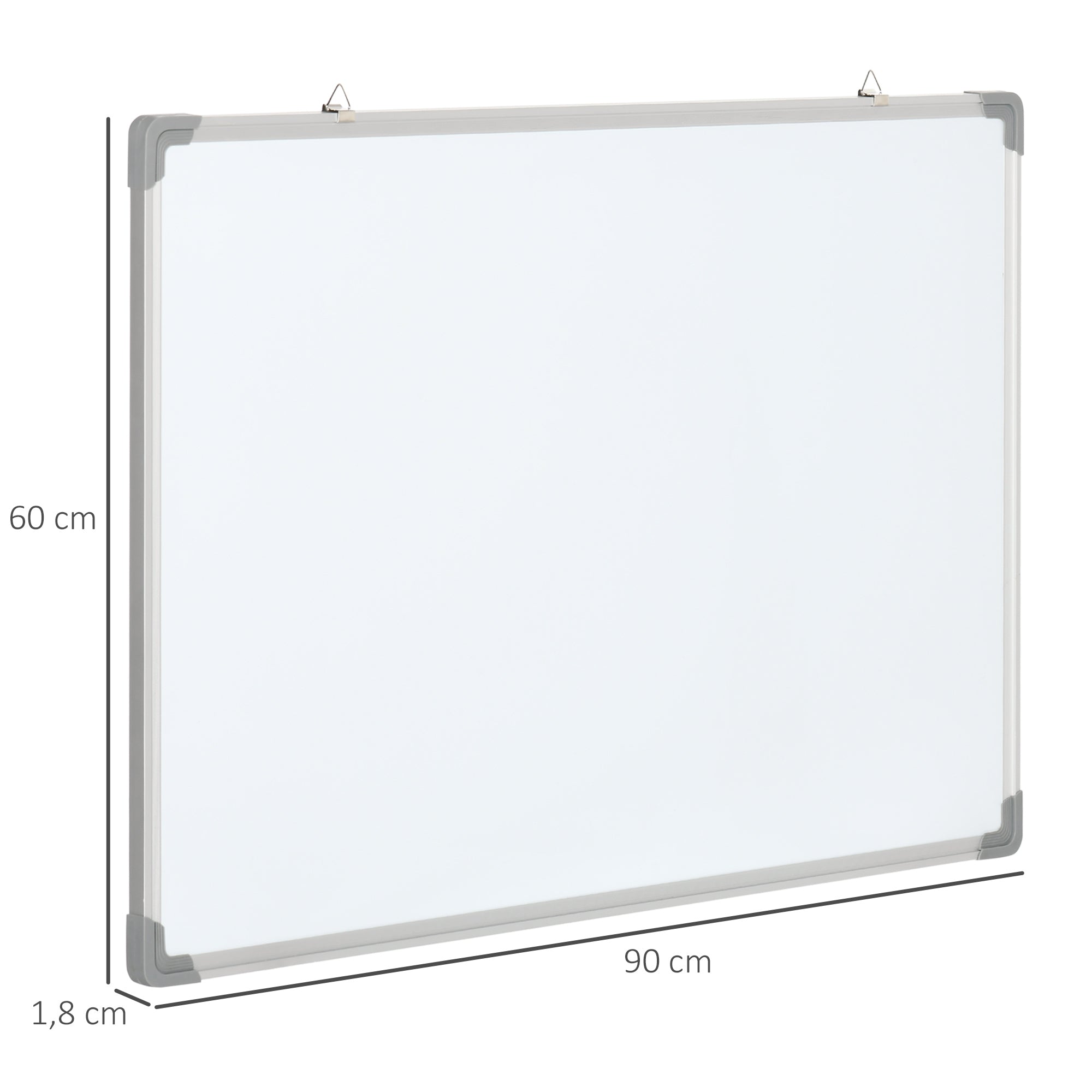 Quadro Magnético Branco 90x60 cm com Estrutura de Liga de Alumínio