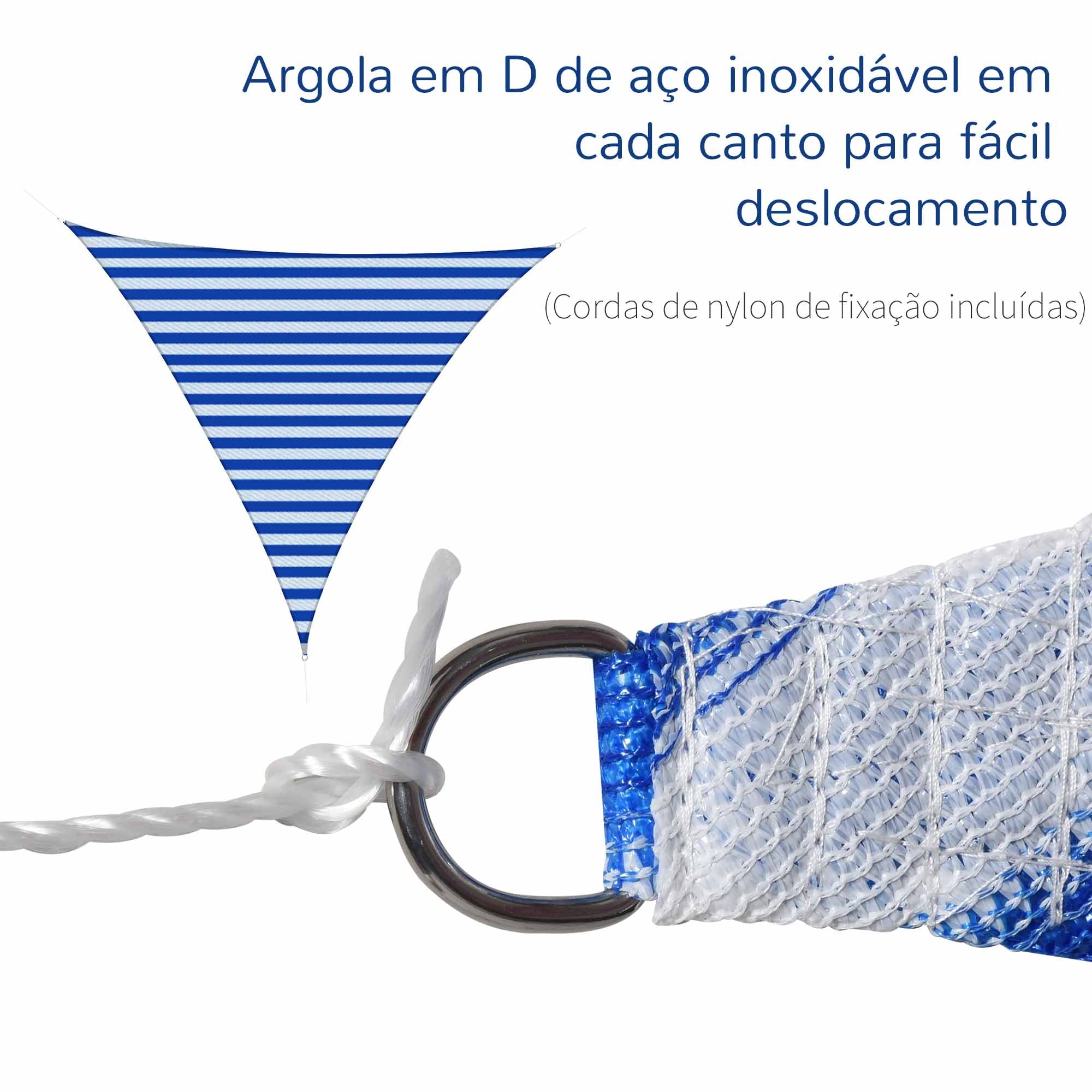 Vela de Sombra Triangular Branca e Azul 5x5x5 cm