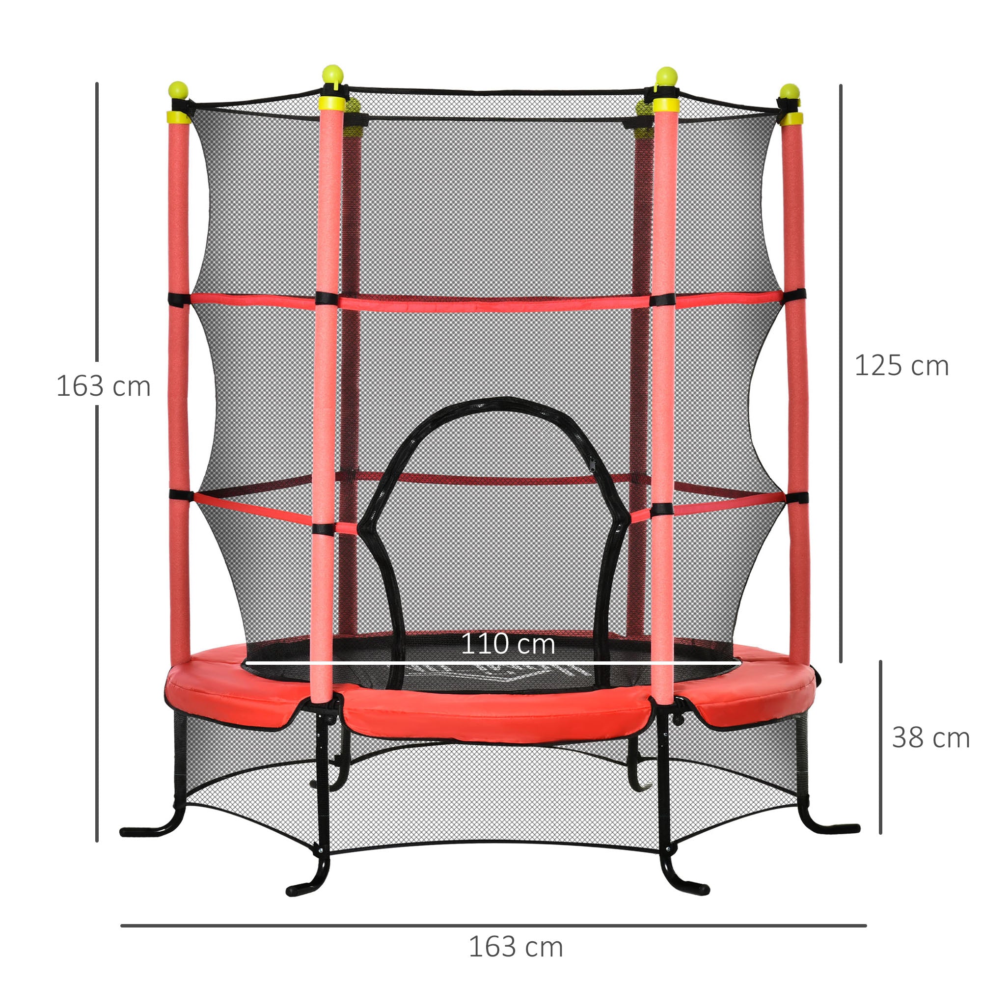 Trampolim Infantil Vermelho 163x163x163 cm com Rede de Segurança