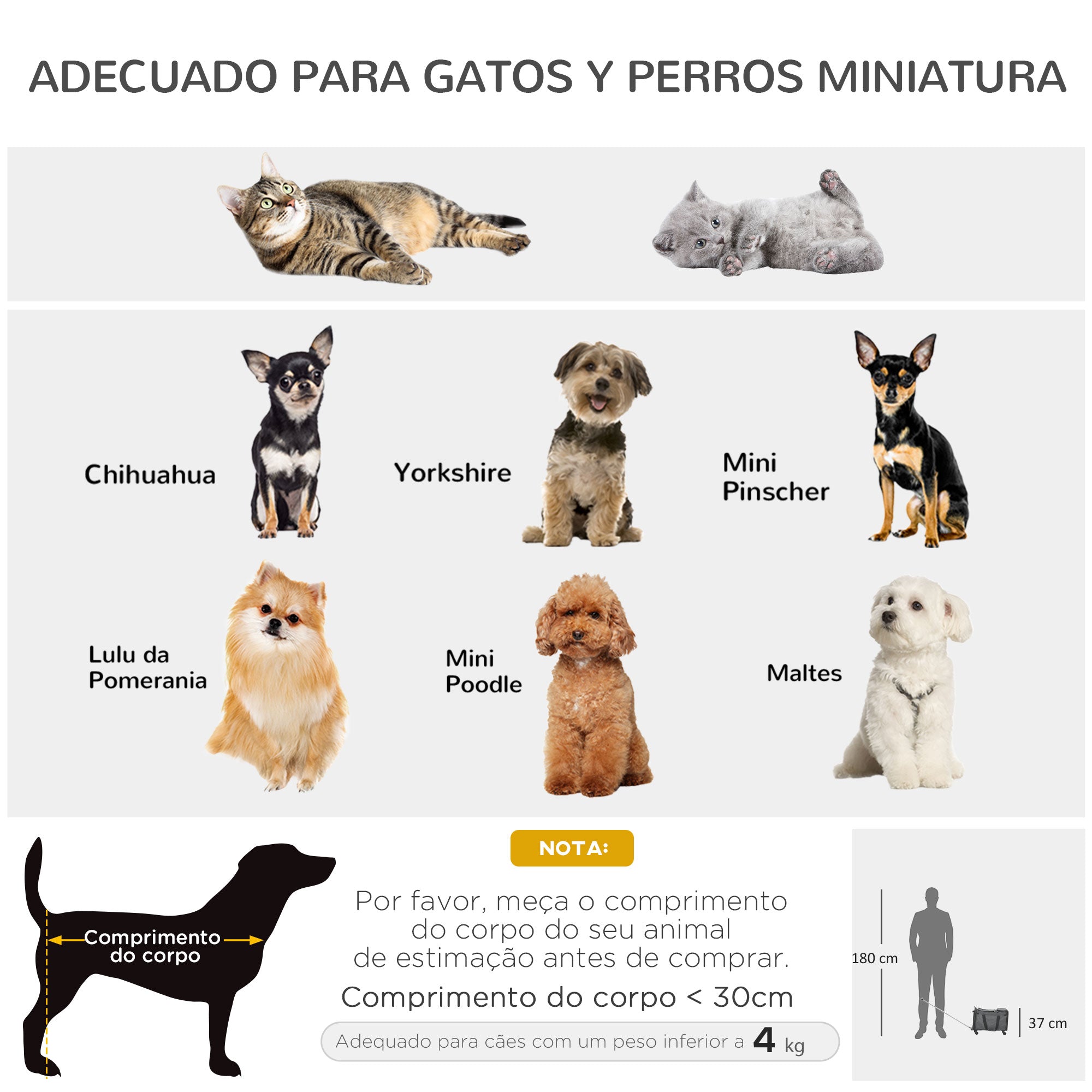 Transportadora 4 em 1 com Rodas 50x31x37 cm Cinzento