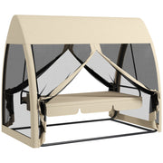 Baloiço de Jardim 3 Lugares Convertível em Cama 240x140x197 cm - Creme Branco