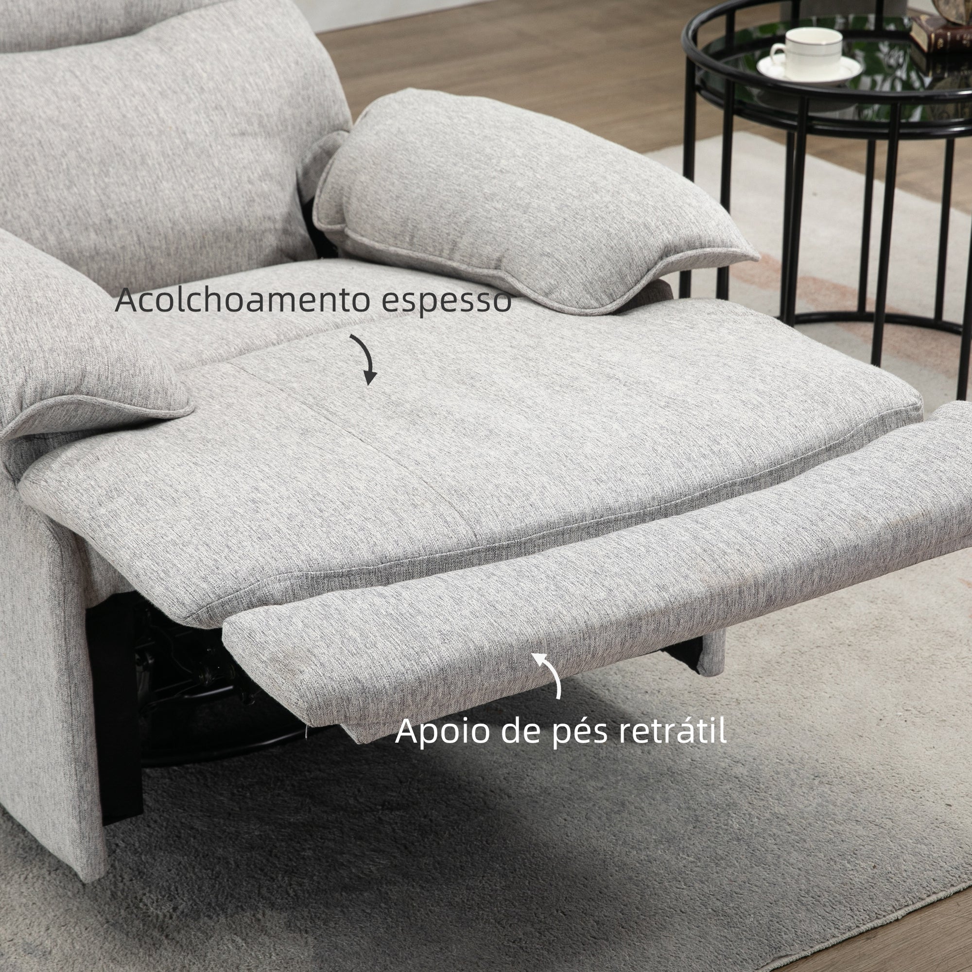 Poltrona Reclinável Cinza Claro 89x98x101 cm - Conforto e Estilo para sua Sala de Estar
